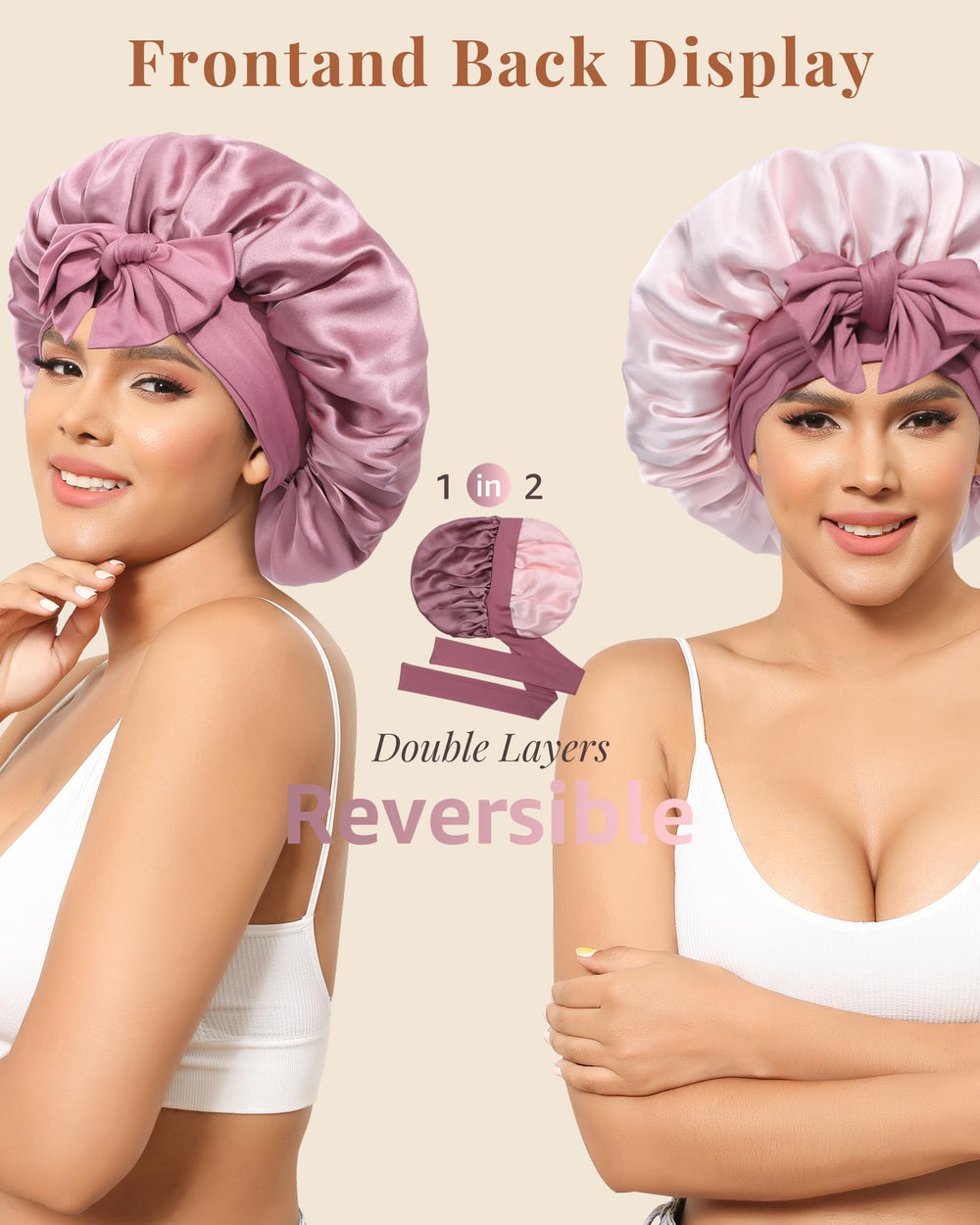 Bonnet AWAYTR préserve les cheveux pendant la nuit et évite les nœuds.