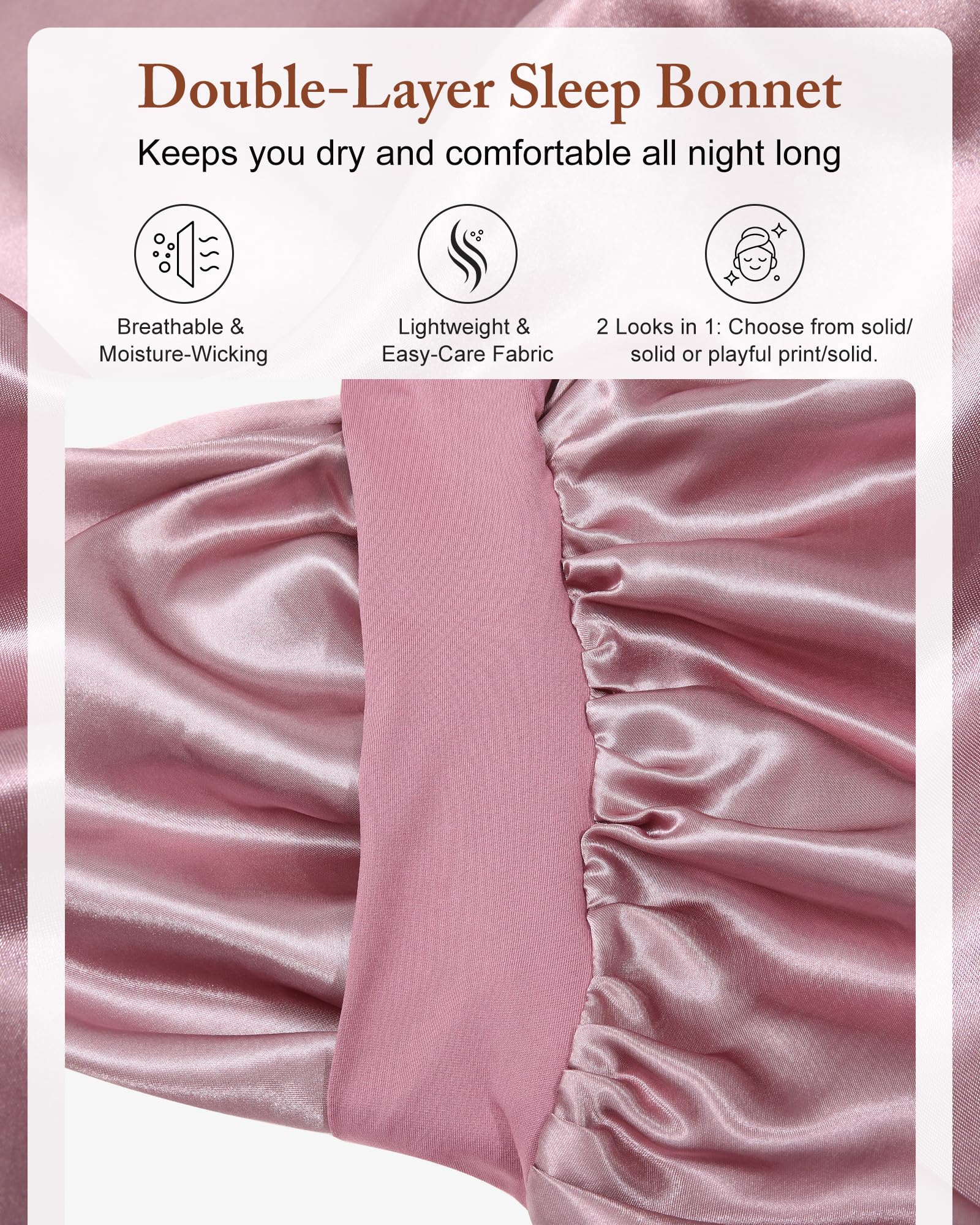 AWAYTR bonnet satin cheveux longs tresses protège et maintient l'ensemble des tresses.
