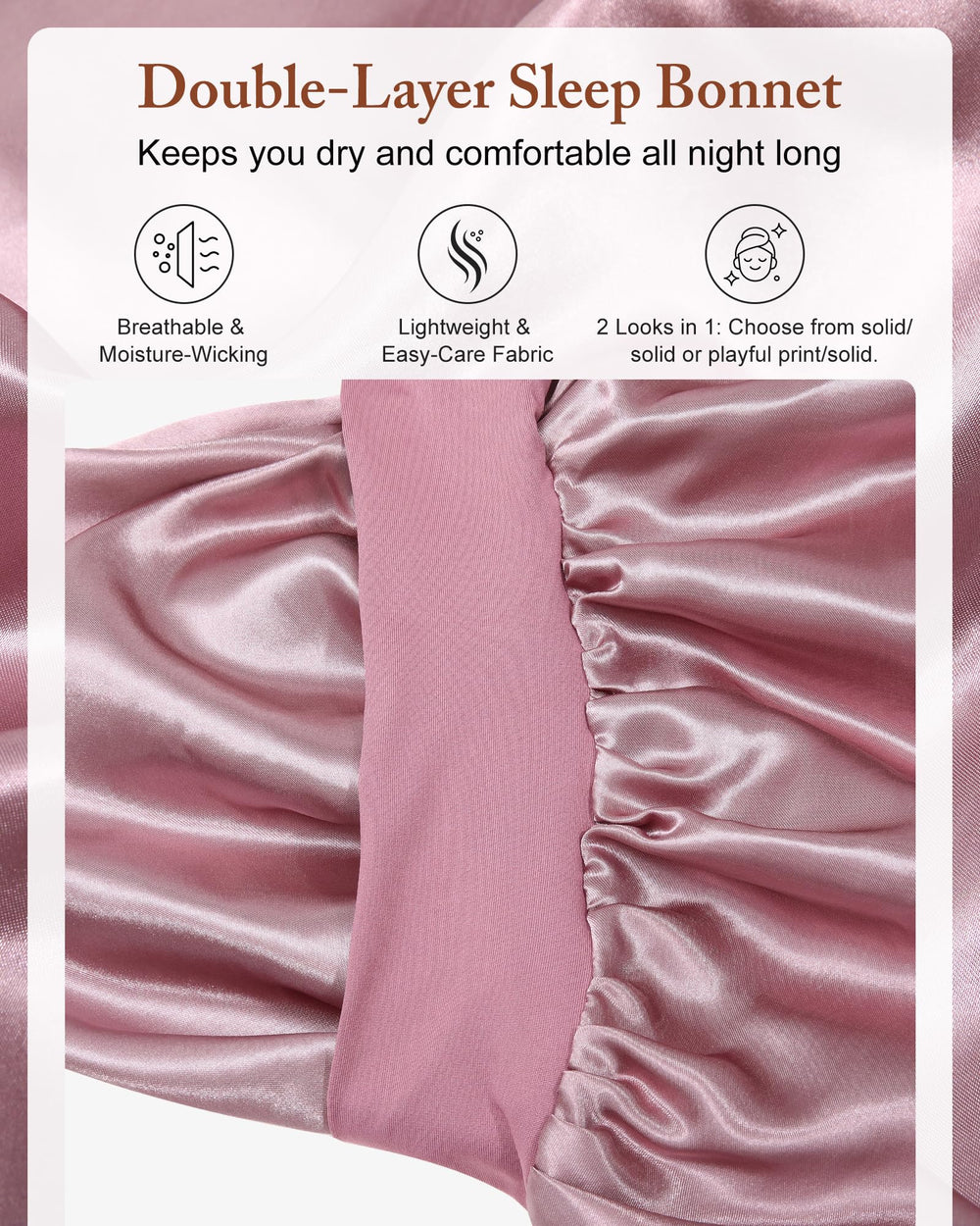 AWAYTR bonnet satin cheveux longs tresses protège et maintient l'ensemble des tresses.
