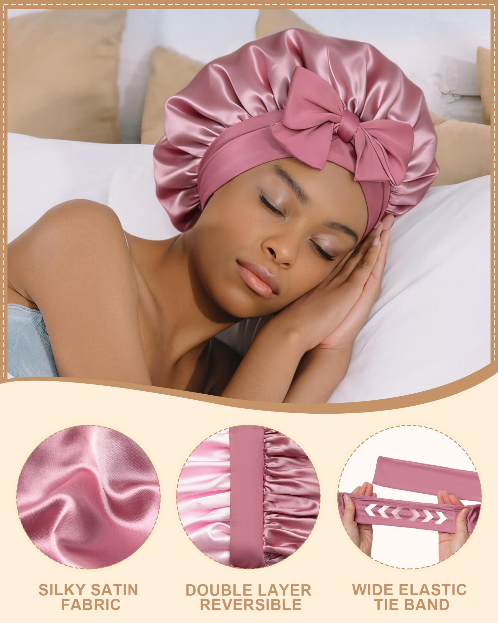 AWAYTR bonnet satin doux et respirant pour la nuit
