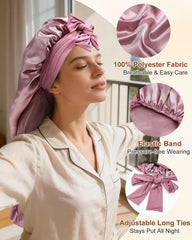 AWAYTR bonnet satin double couche élastique bande assure un maintien confortable toute la nuit.