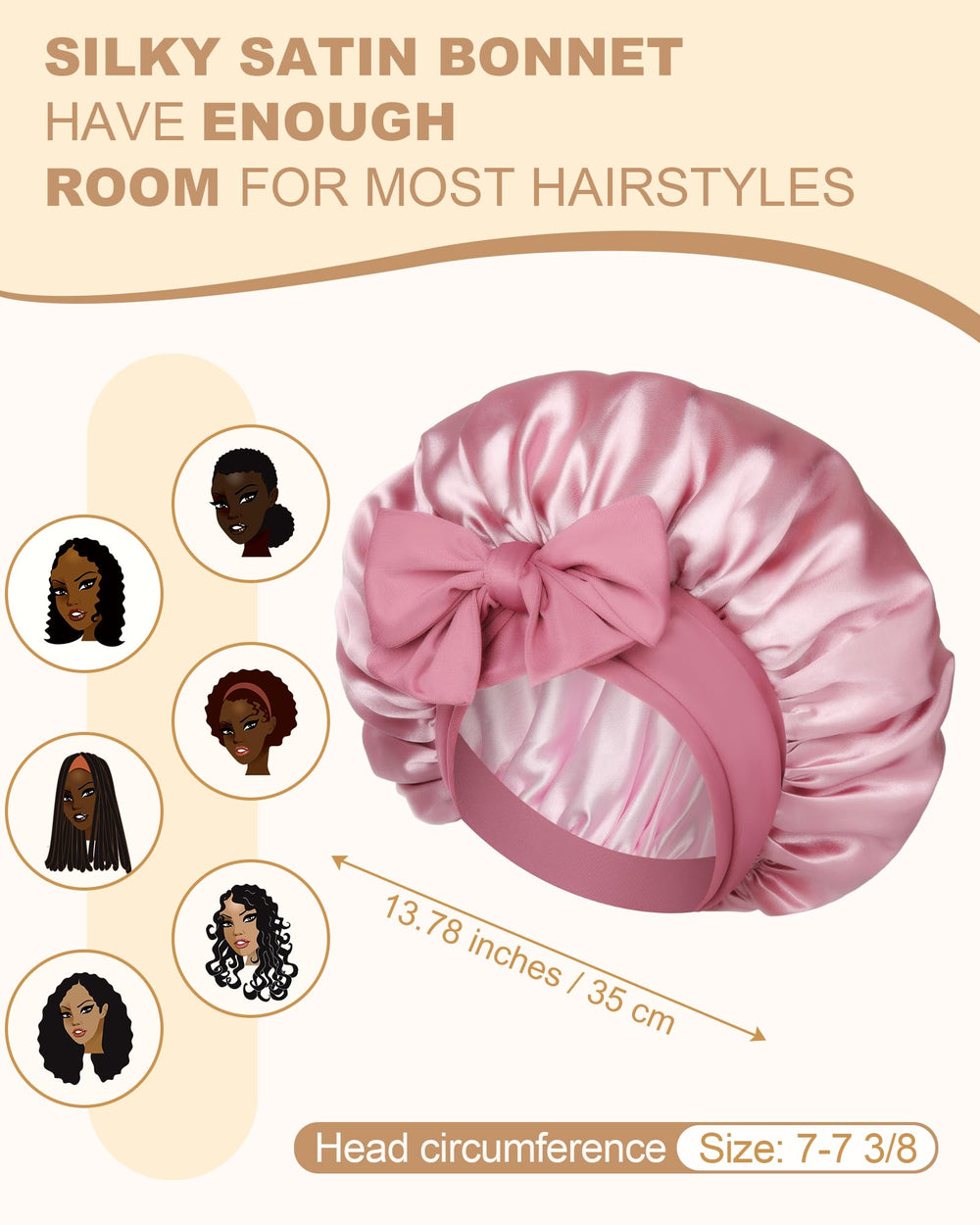 AWAYTR bonnet satin double-couche protège contre les frisottis et la casse