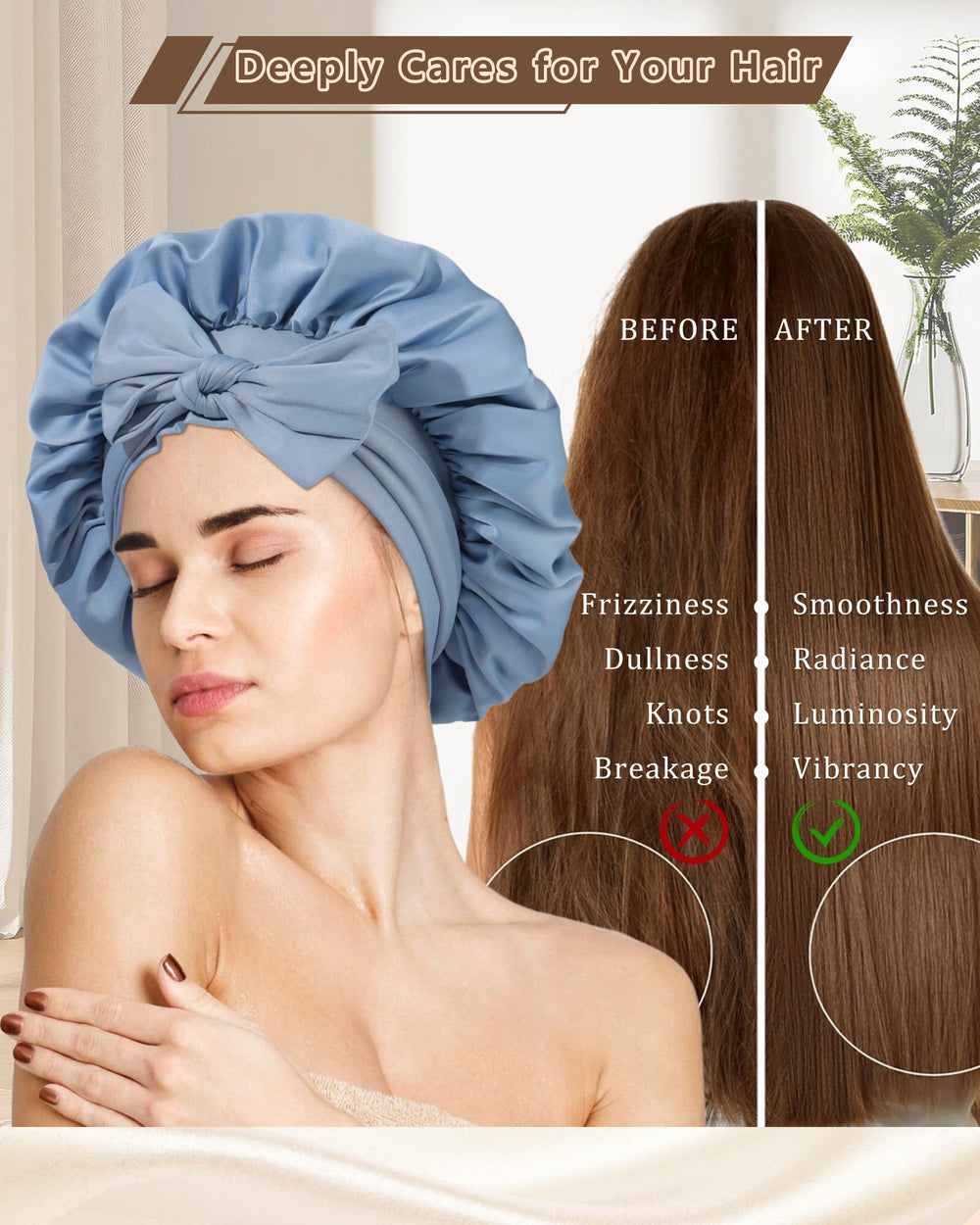 AWAYTR bonnet satin douceur, réduit les frottements et retient l'hydratation.