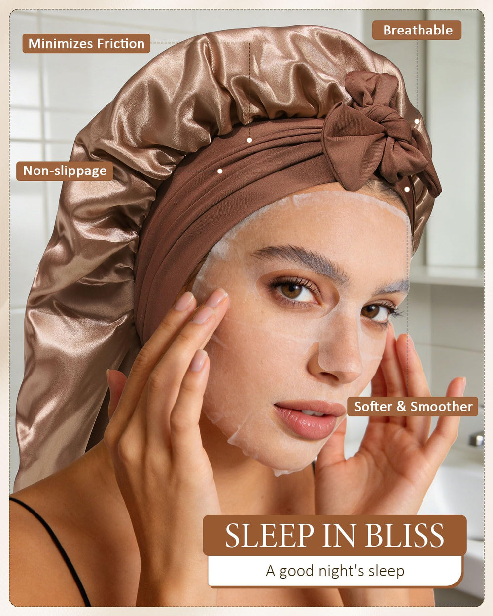 AWAYTR bonnet satin long respectueux de la peau et respirant