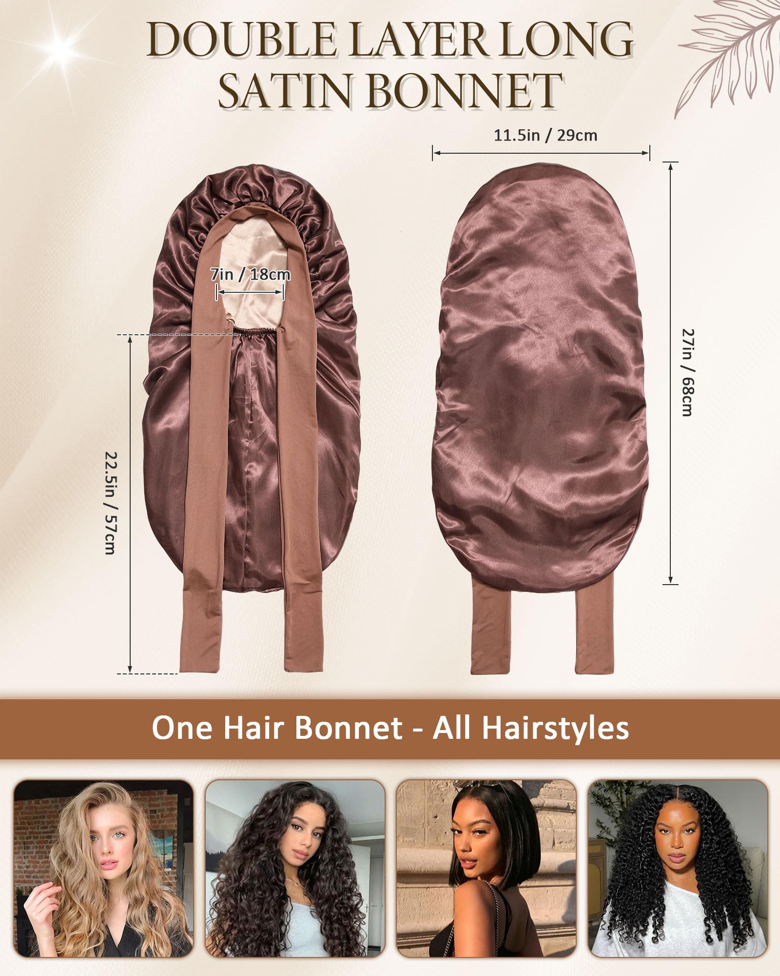 AWAYTR bonnet satin long repos nocturne et soin capillaire