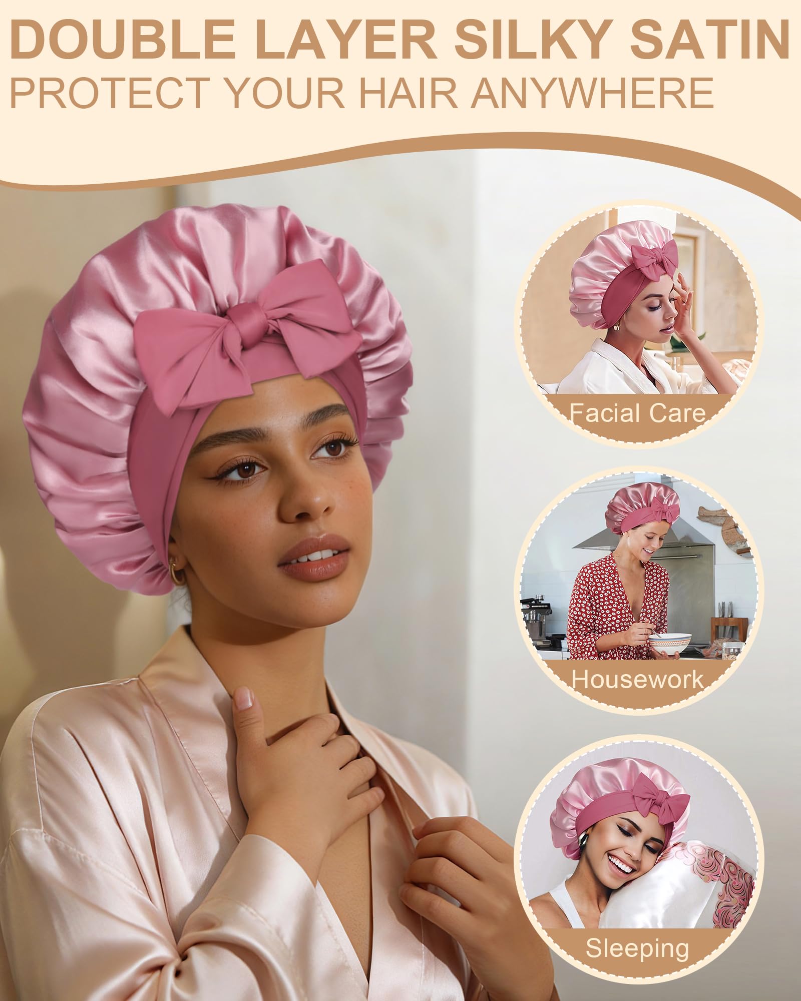AWAYTR bonnet satin protège les bords et facilite le coiffage