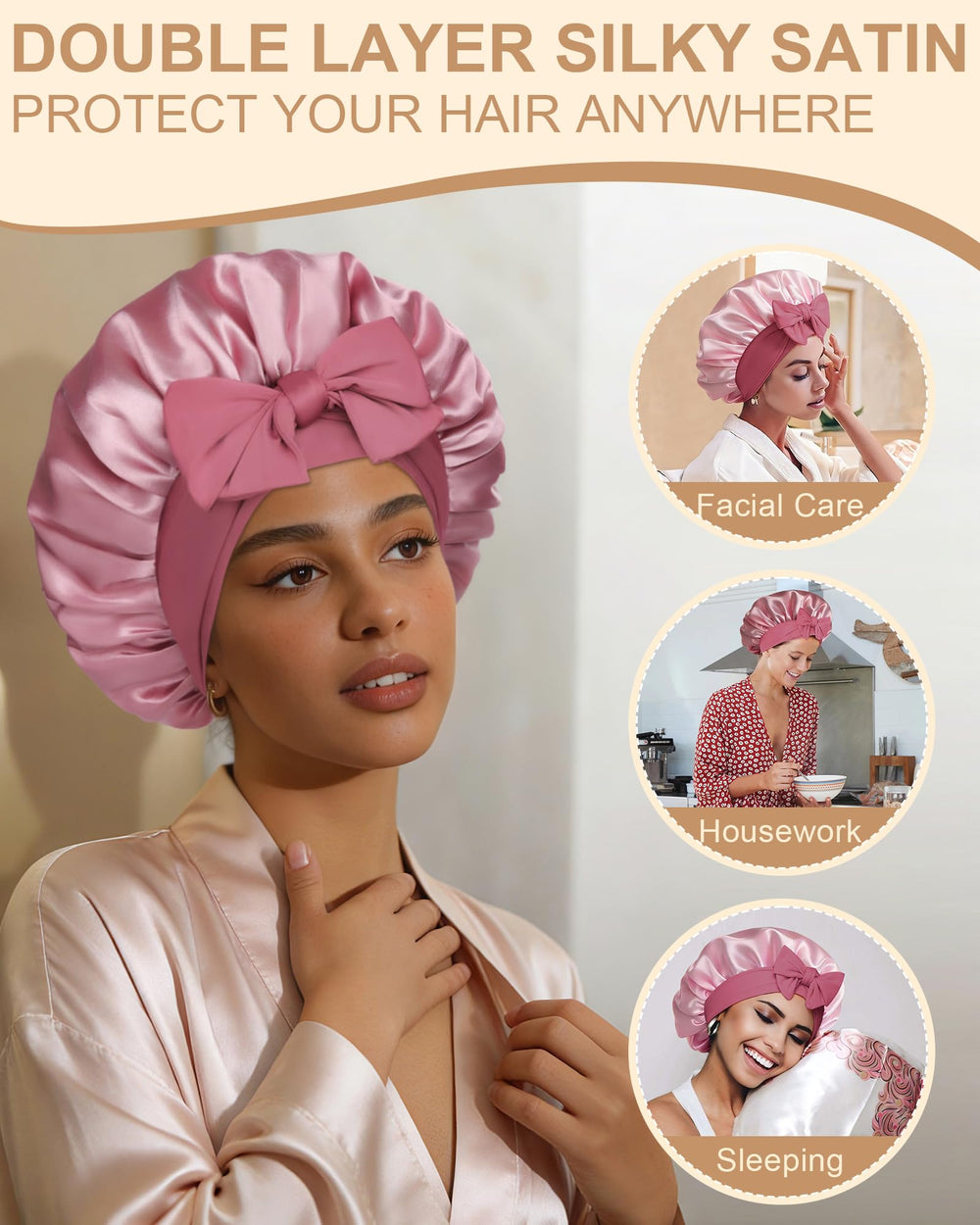 AWAYTR bonnet satin protège les bords et facilite le coiffage