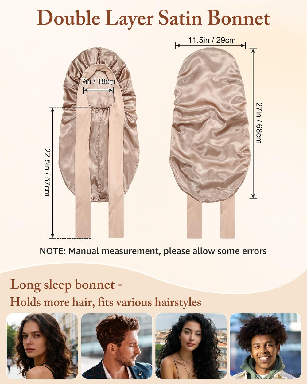 AWAYTR bonnet satin usage quotidien ideal pour soins de la peau et maquillage.