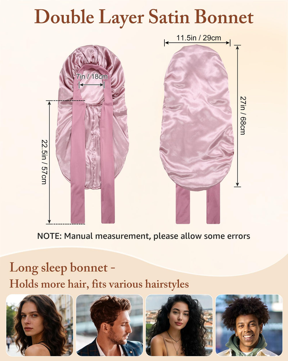 AWAYTR bonnet satin utilisation quotidienne pour visage maquillage et soins.