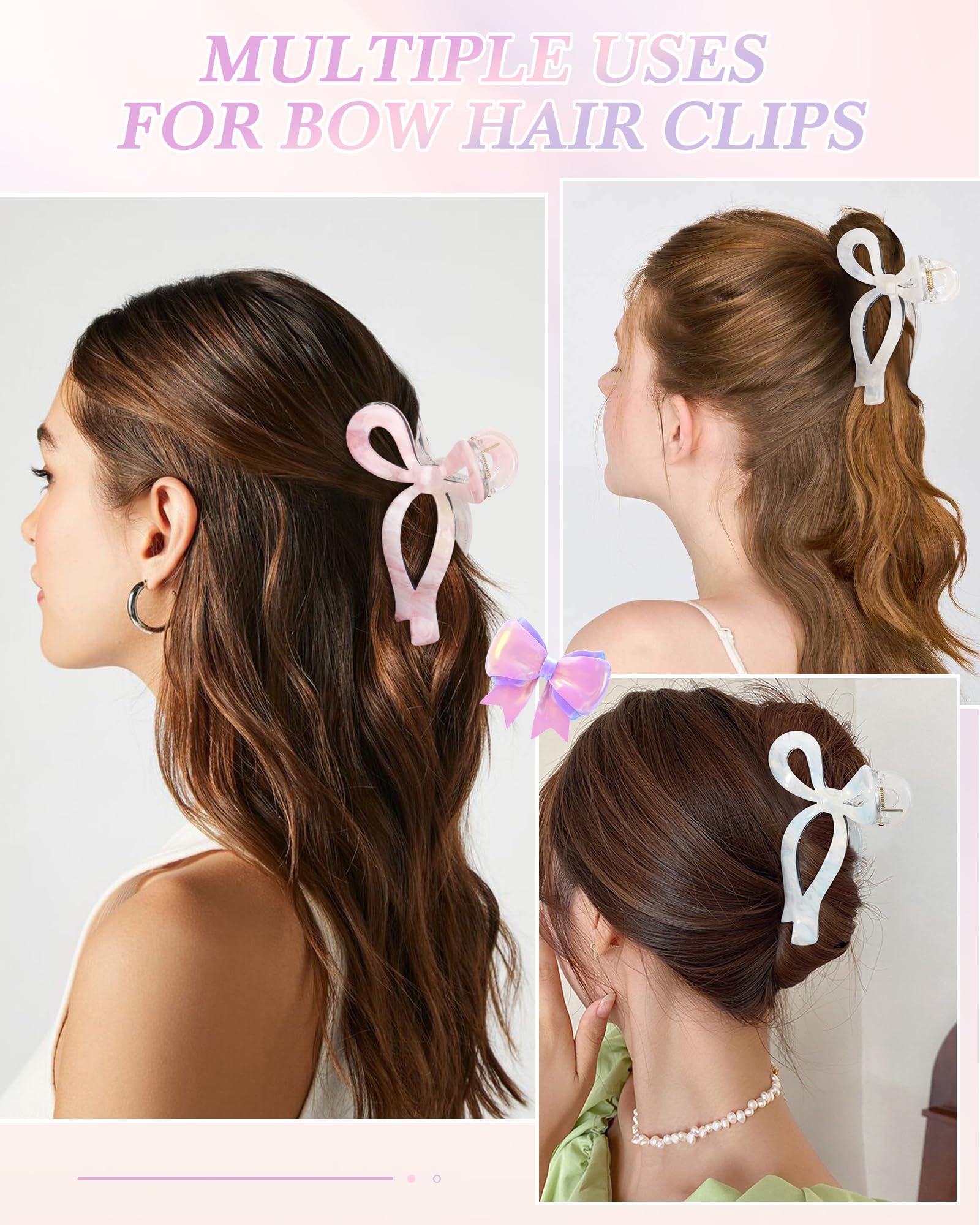AWAYTR clip-bow champagne-transparent, idéal pour buns et chignons.