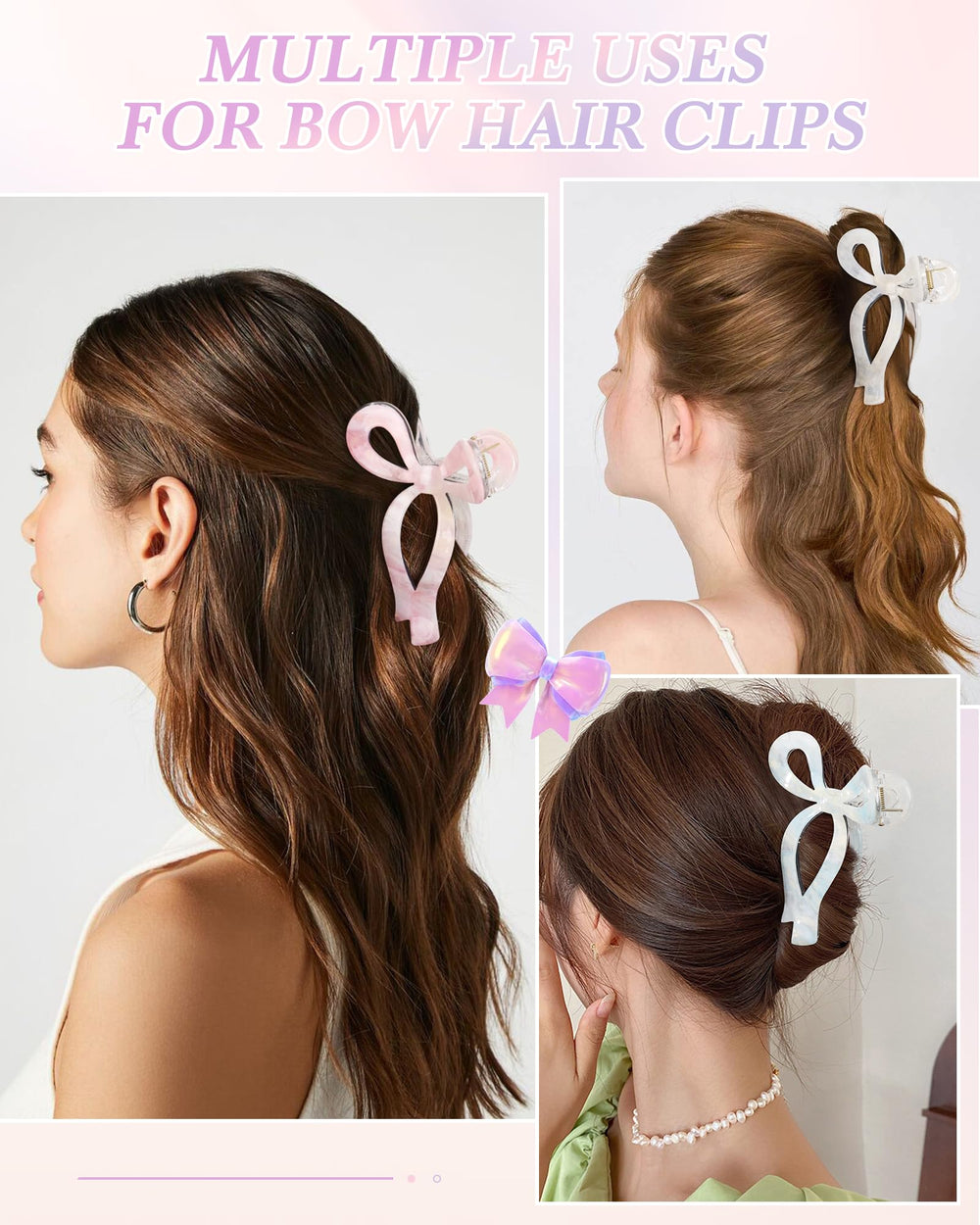 AWAYTR clip-bow champagne-transparent, idéal pour buns et chignons.