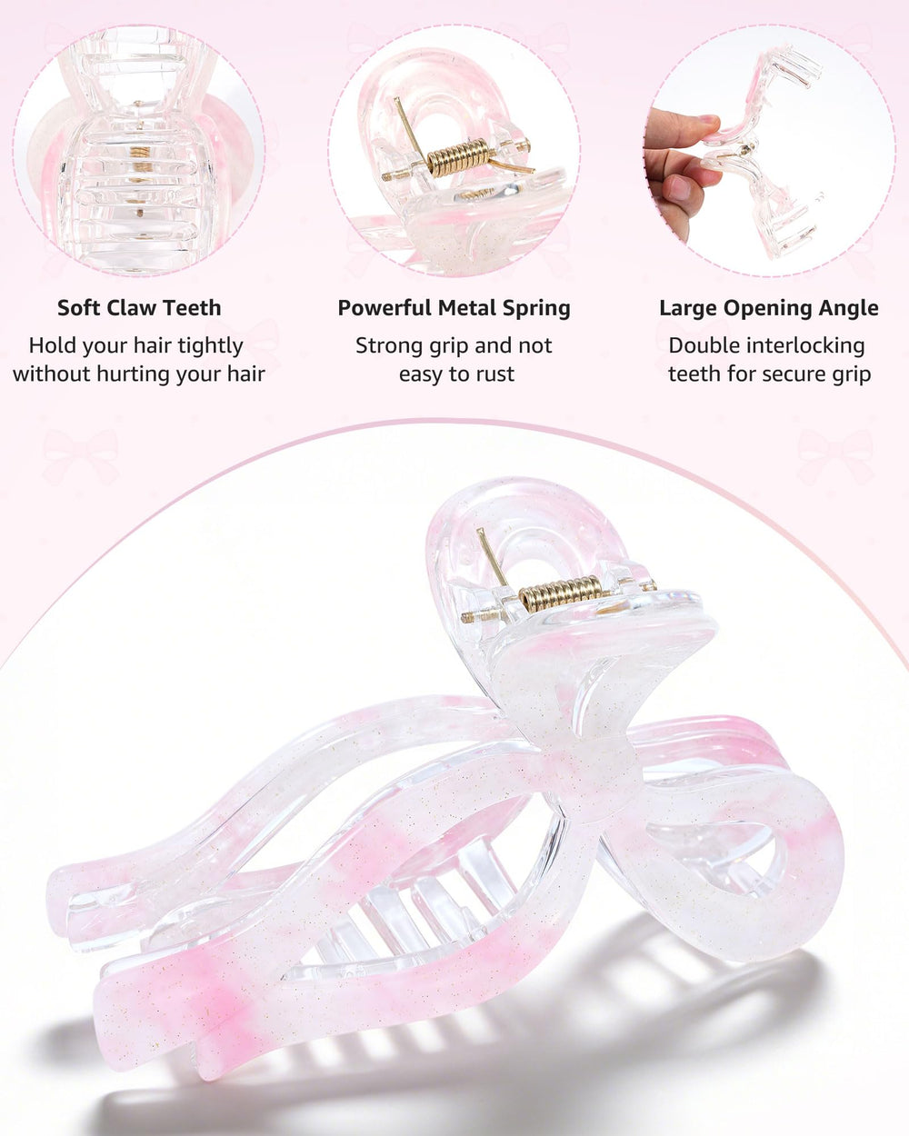 AWAYTR clip-bow violet transparent, alliance légère et colorée pour quotidien.