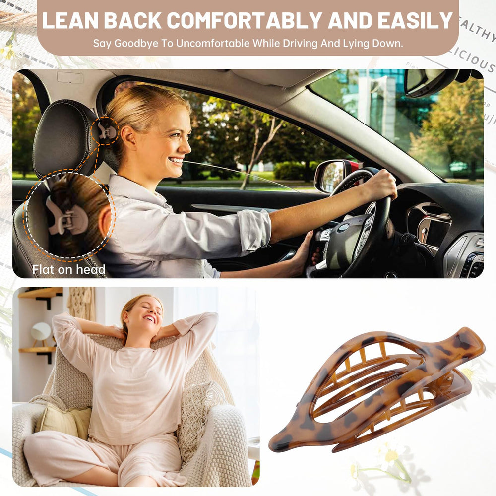 Pinces AWAYTR Concord Léopard vues latérales, tenue sûre pour cheveux épais ou fins.
