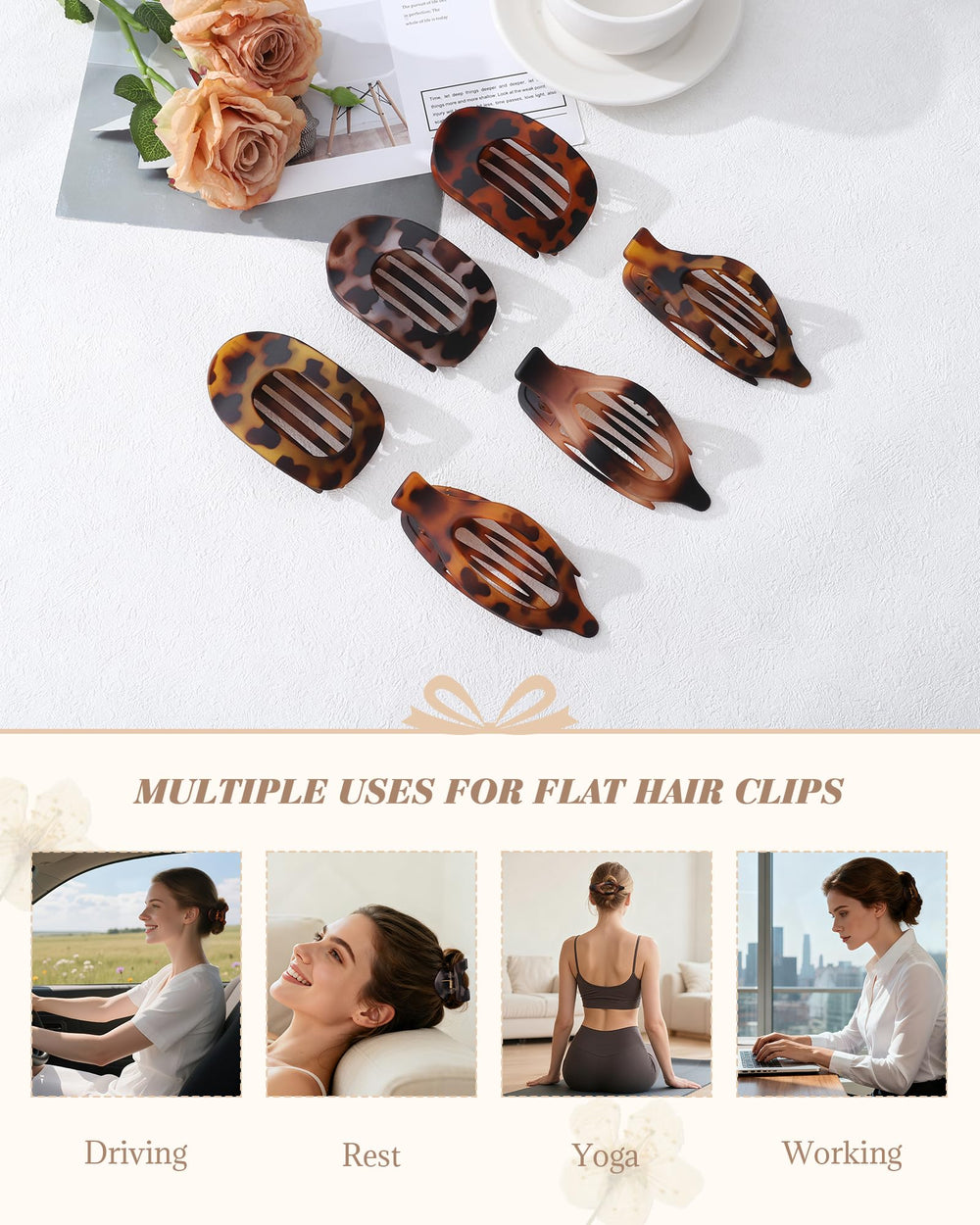 AWAYTR pince plat Léopard – idéale pour conduite et séance de yoga.