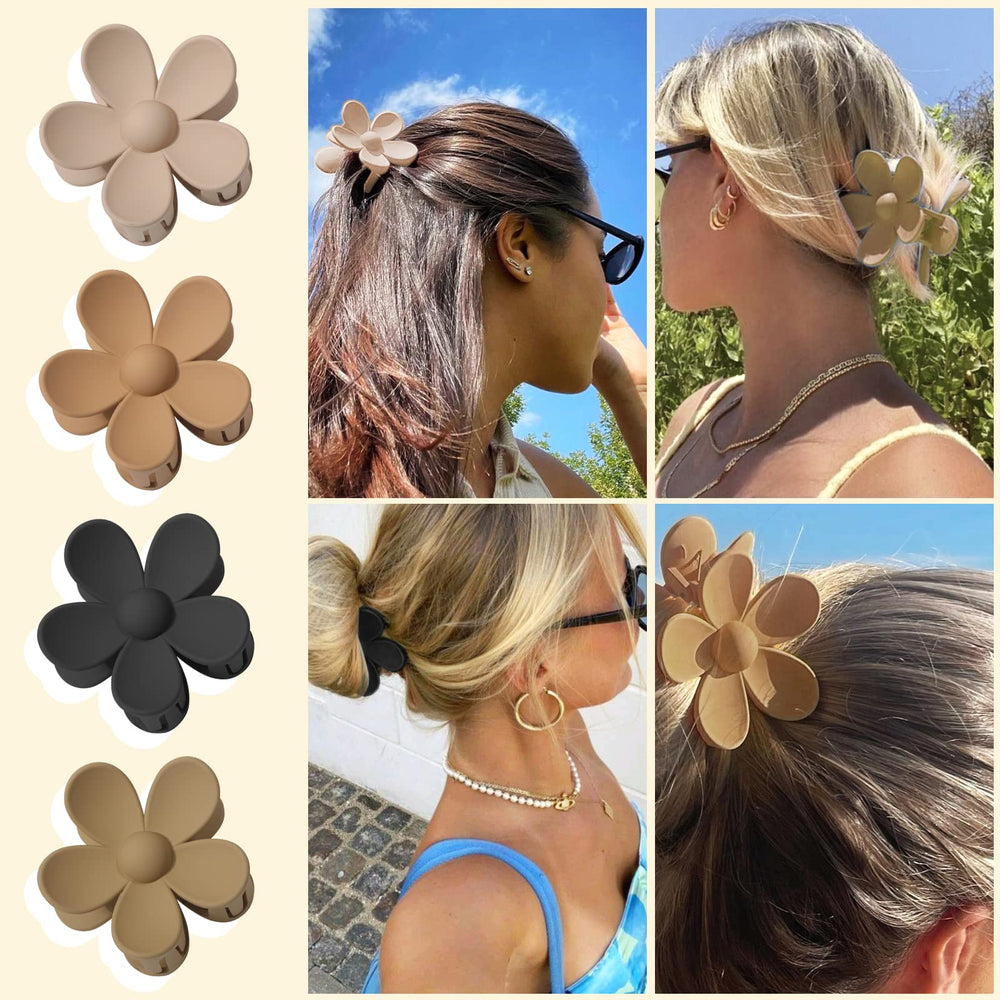 AWAYTR pinces cheveux fleurs mates 3 pouces marron – tenue anti-glisse fiable.