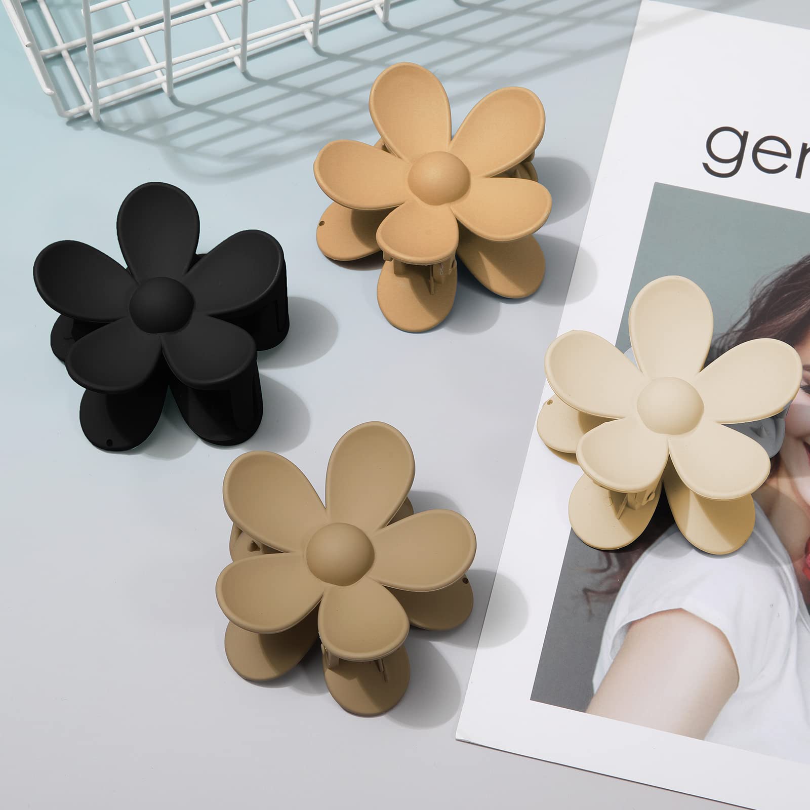 AWAYTR pinces cheveux fleurs mates gros plan – fini mat doux et durable.