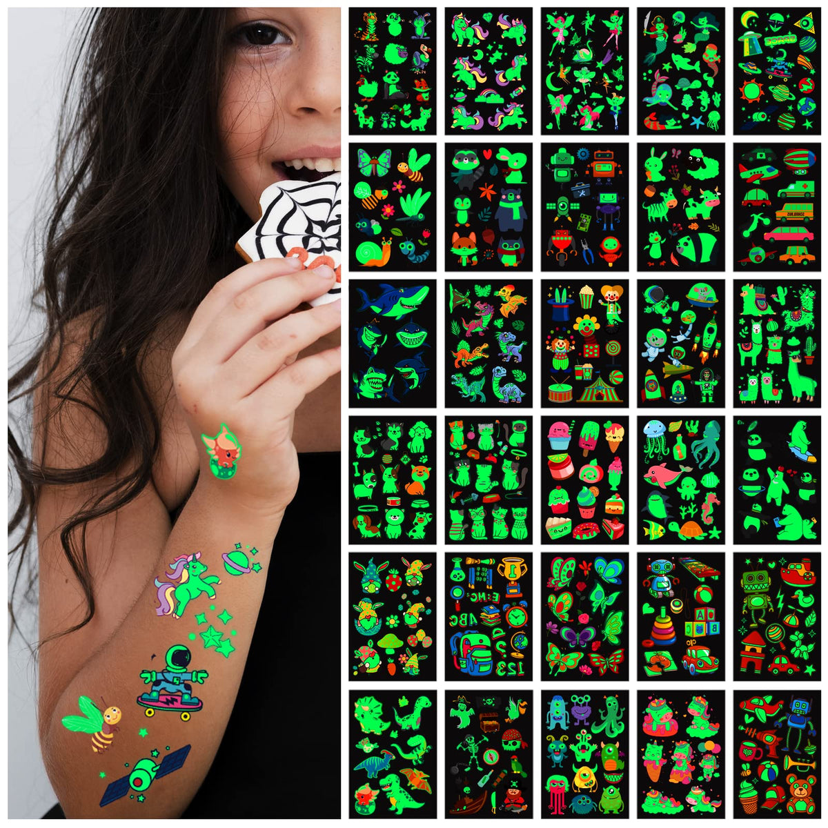 Tatouage AWINMAY sirène lumineux, idéal pour fêtes et jeux nocturnes