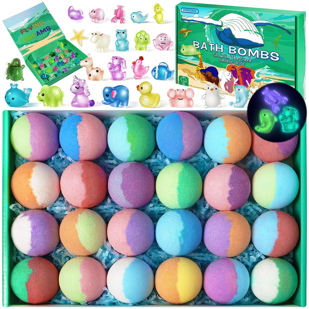 AWKUWA kids bath bombs 24-pack with inside surprise toys for bath time fun