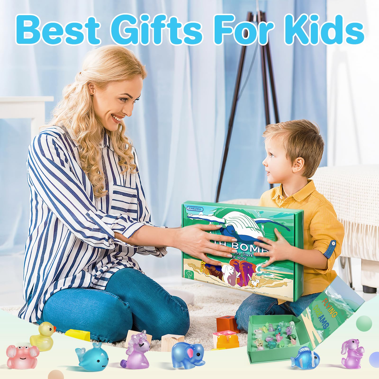 AWKUWA Easter gift set of kids bath bombs with surprises