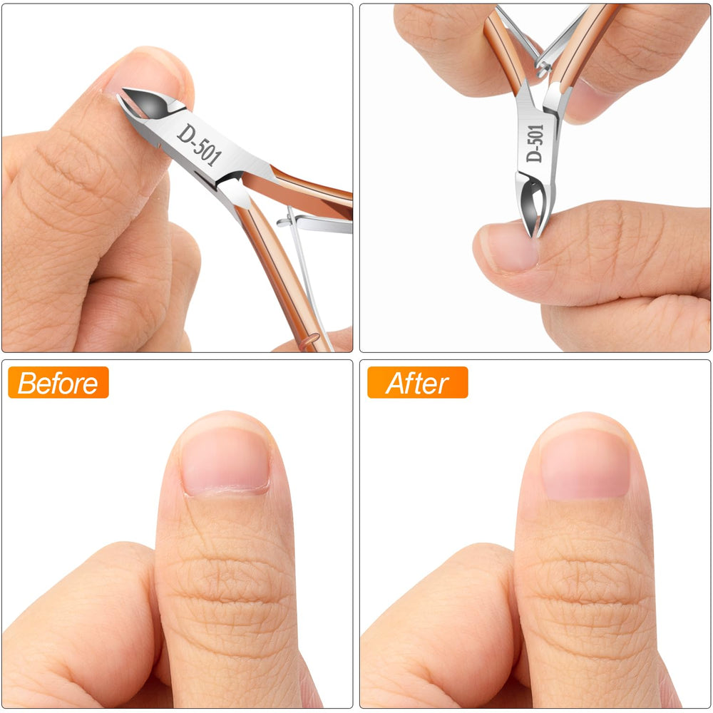 Awpeye coupe-cuticules or rose poignée double ressort offre prise en main confortable.