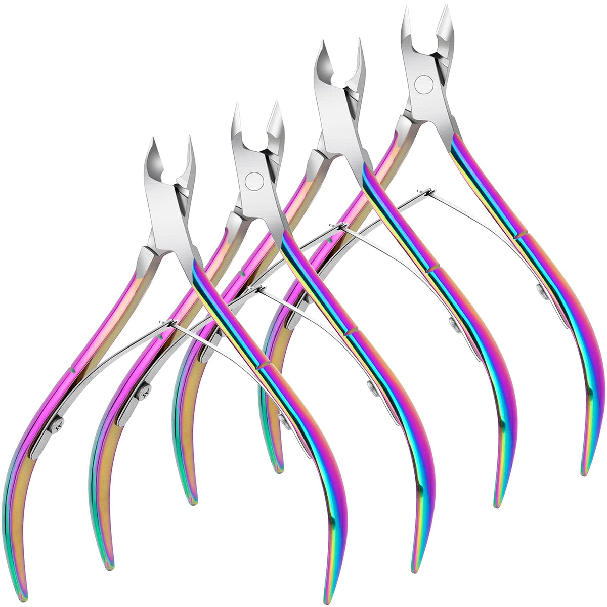 Awpeye ensemble 4 pinces-cuticules arc-en-ciel, pratique pour la manucure à domicile.