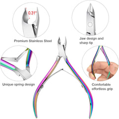 Awpeye pinces-cuticules précision arc-en-ciel, design adapté aux zones difficiles.