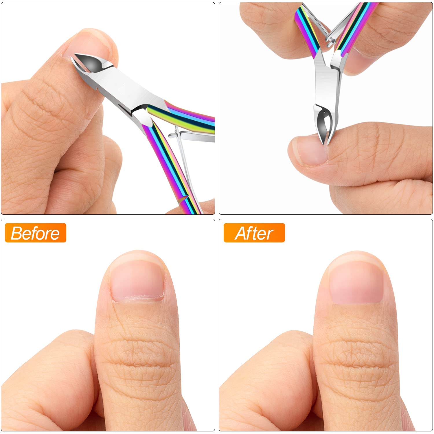 Awpeye poignée-double ressort cuticule arc-en-ciel, prise en main confortable.