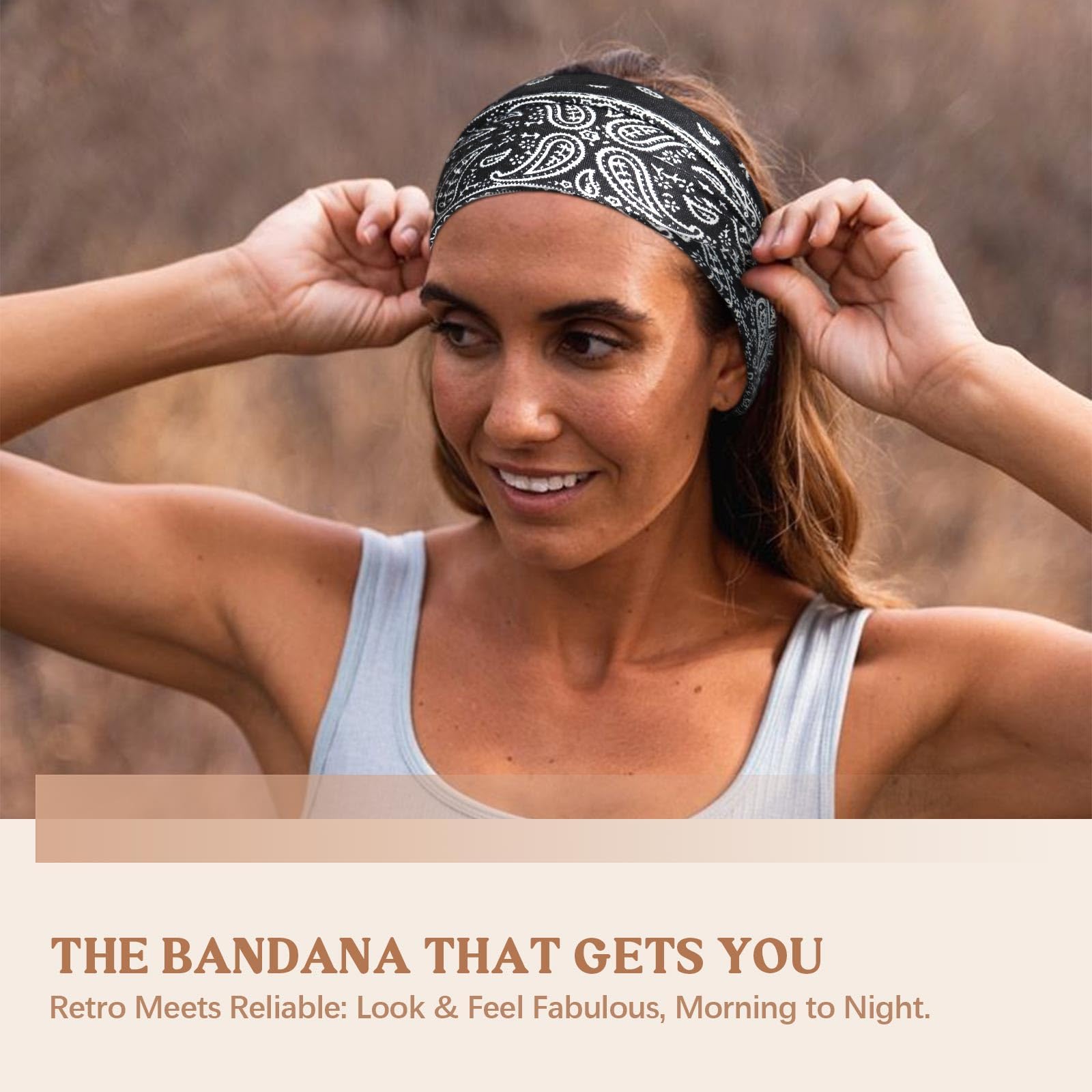 Bandeau Awumbuk large anti-glisse maintient les cheveux sans glisser.