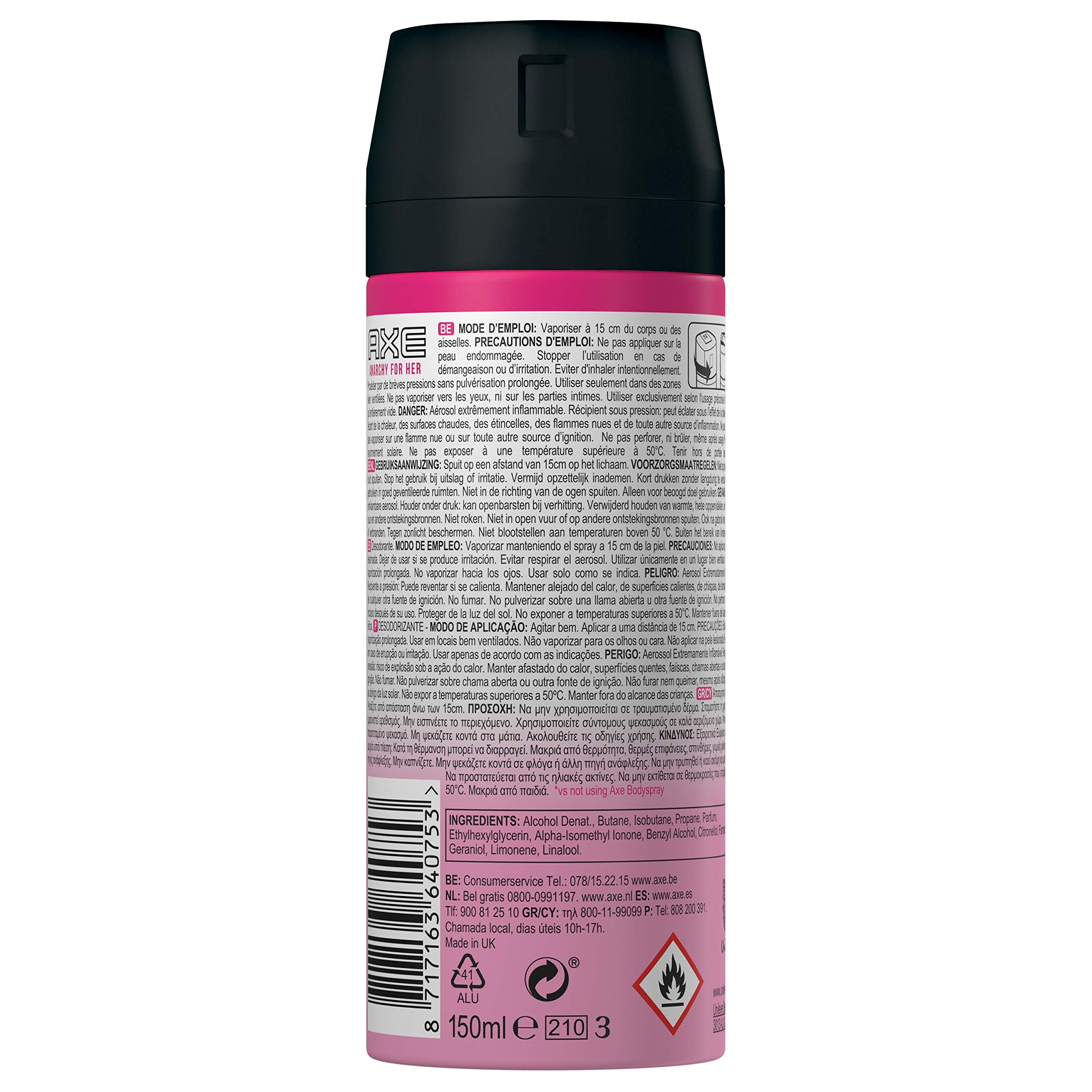 AXE Anarchy For Her, application-brume: parfum léger pour une impression discrète.