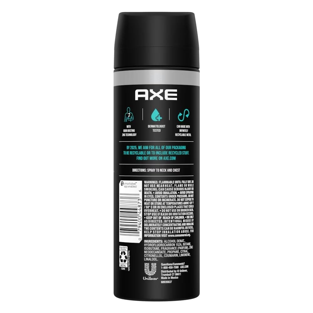 AXE Apollo XL, spray déodorant, mélange fruits verts et bois de santal pour soirées.