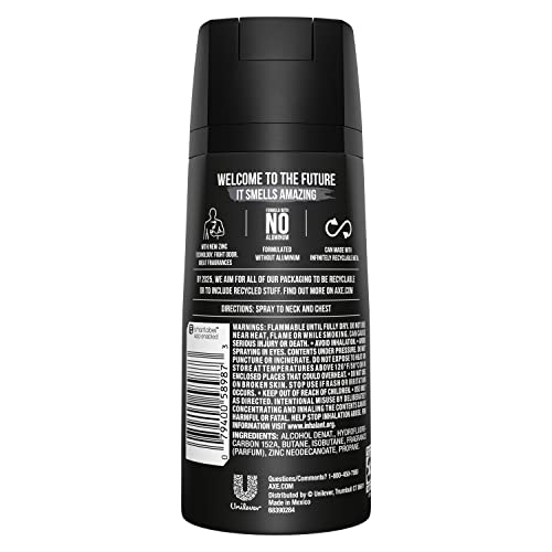 AXE Black – pack quatre spray déodorant, pratique pour voyager.