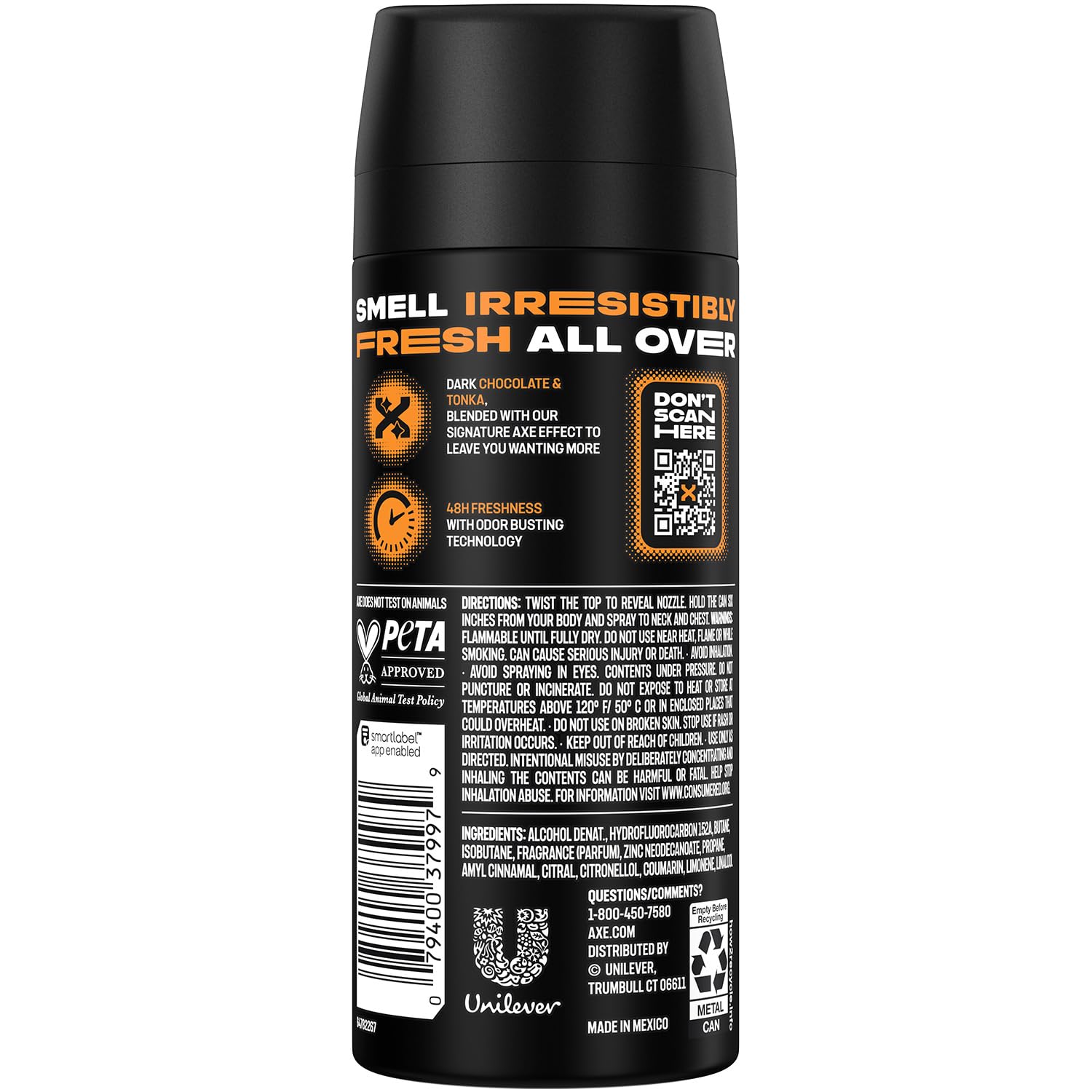 AXE Dark Temptation: spray au parfum chocolat épicé, tenue longue durée.