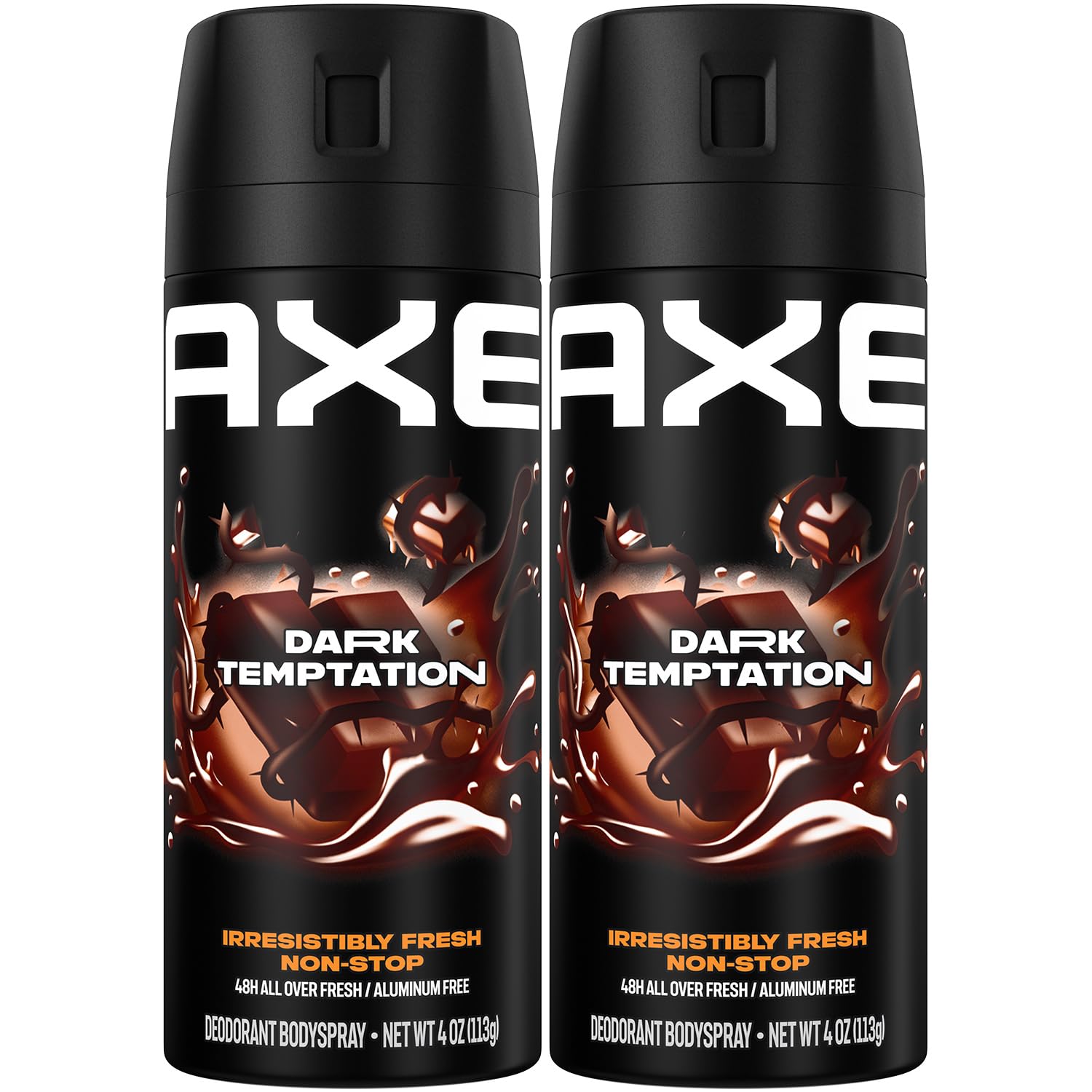 AXE Déodorant spray Dark Temptation duo de 120 ml chacun, protection potentielle de 48 heures.