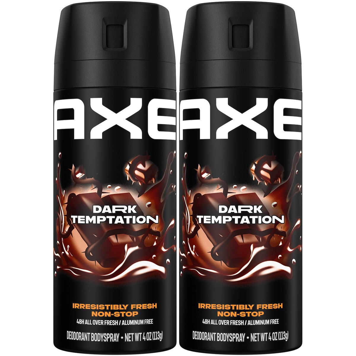 AXE Déodorant spray Dark Temptation duo de 120 ml chacun, protection potentielle de 48 heures.