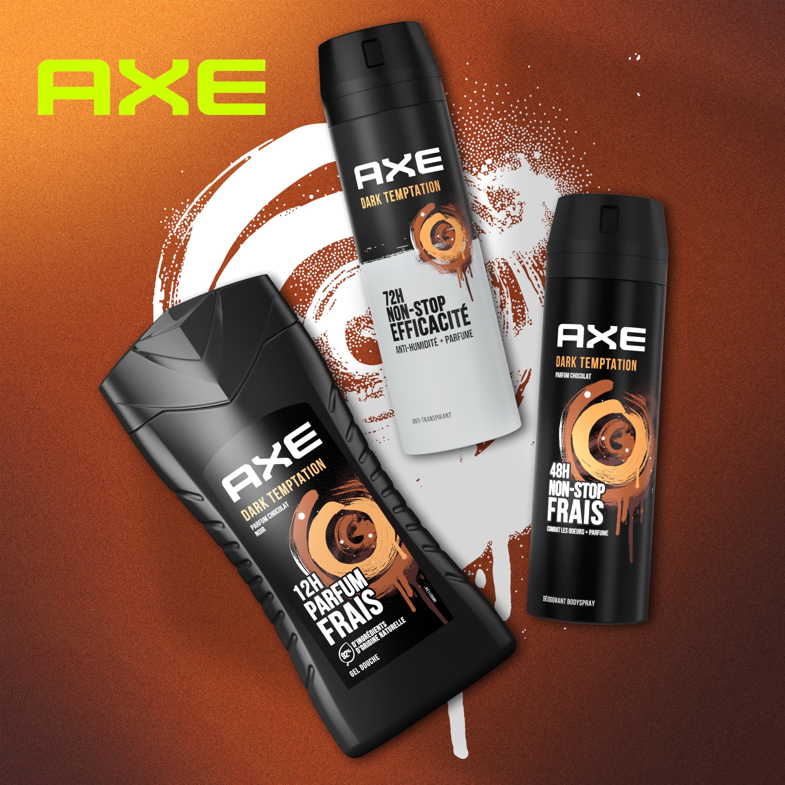 Axe Dark Temptation - mousse généreuse enveloppe la peau durablement.