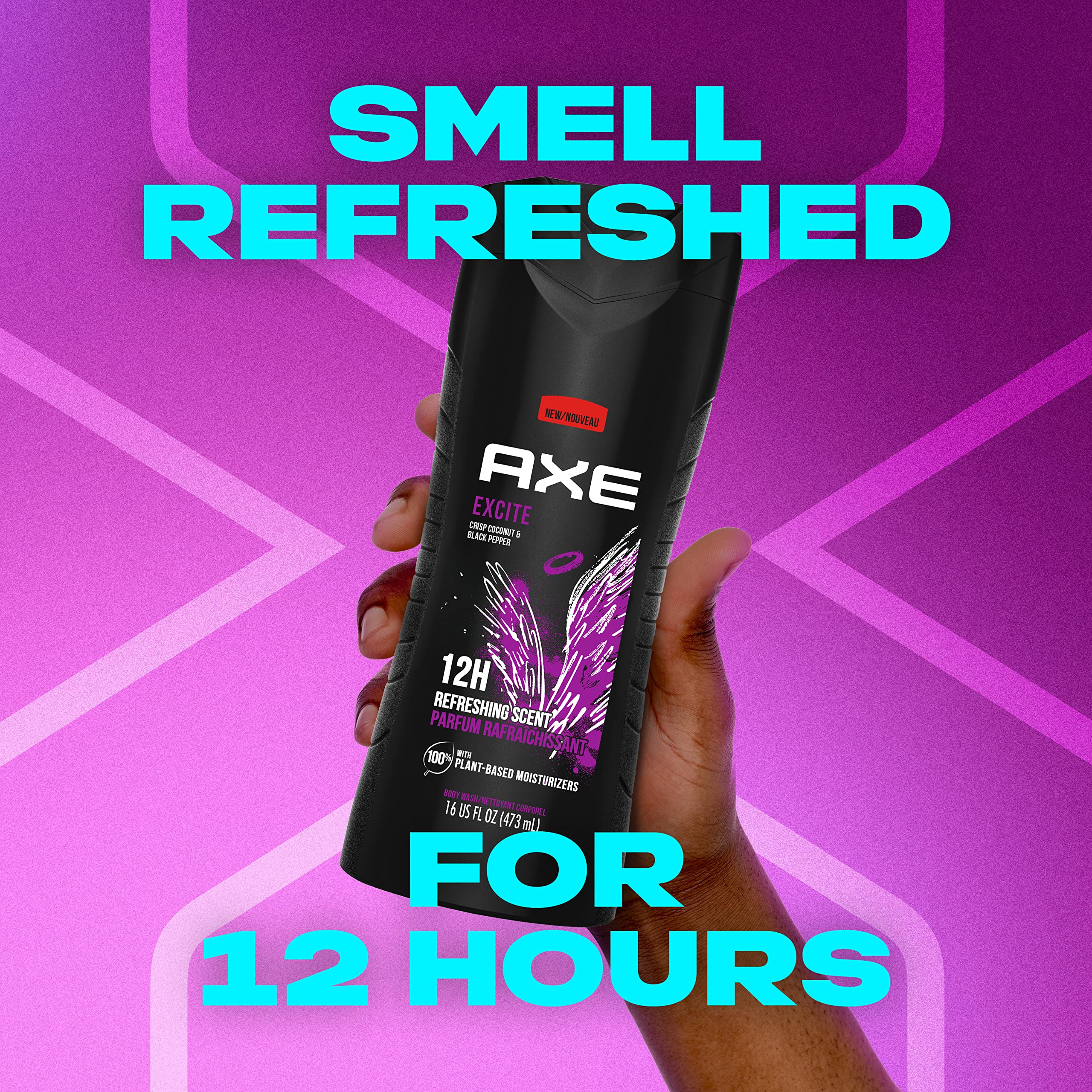 AXE Excite: formule hydratante à base de plantes pour la peau.