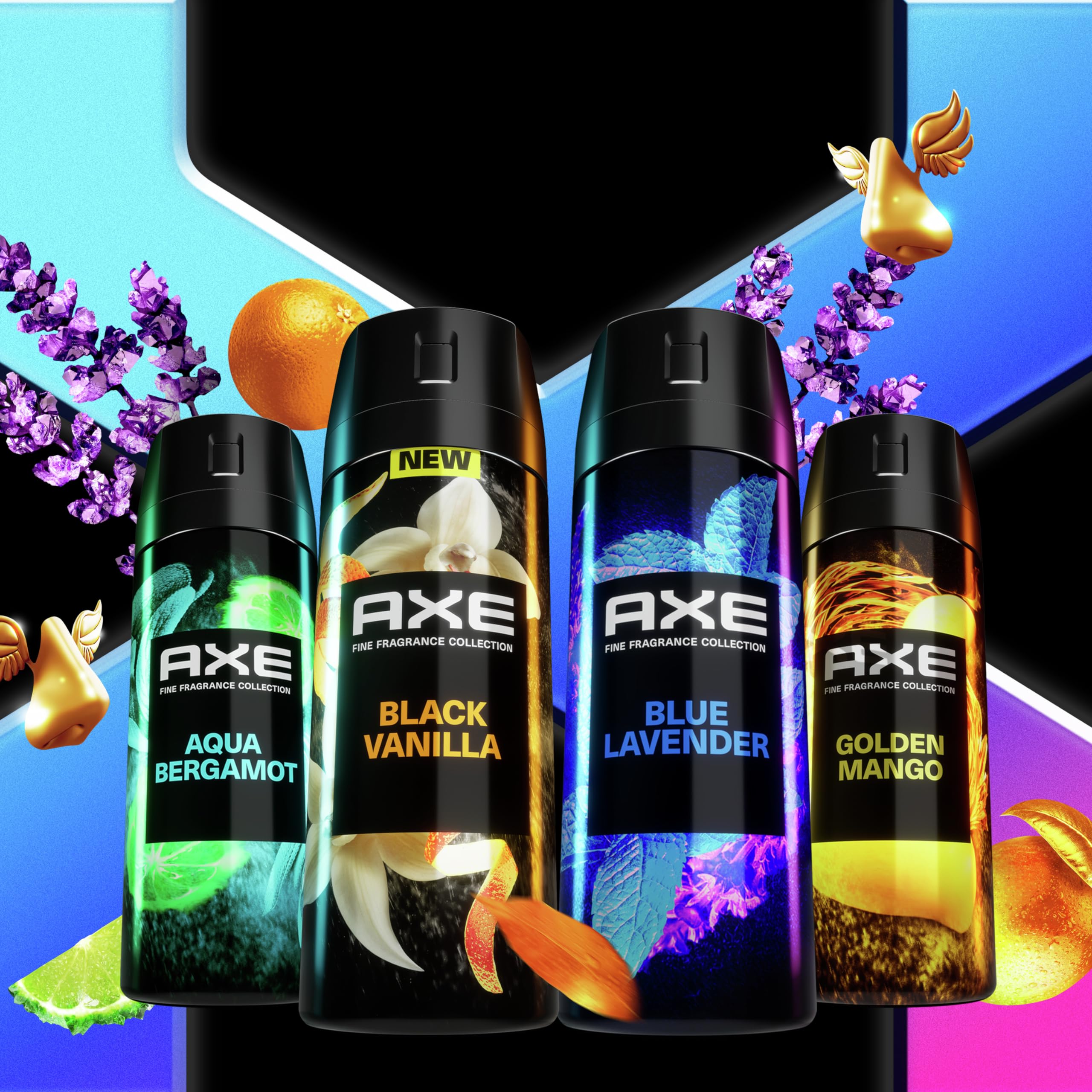 AXE Fine Fragrance Mangue Dorée : flacon doré, parfum fruité et énergisant