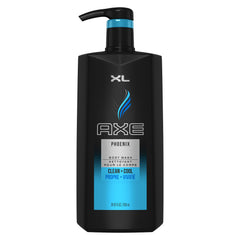 AXE Phoenix: bouteille-pompe-828ml pour doser rapidement et uniformément le gel douche.