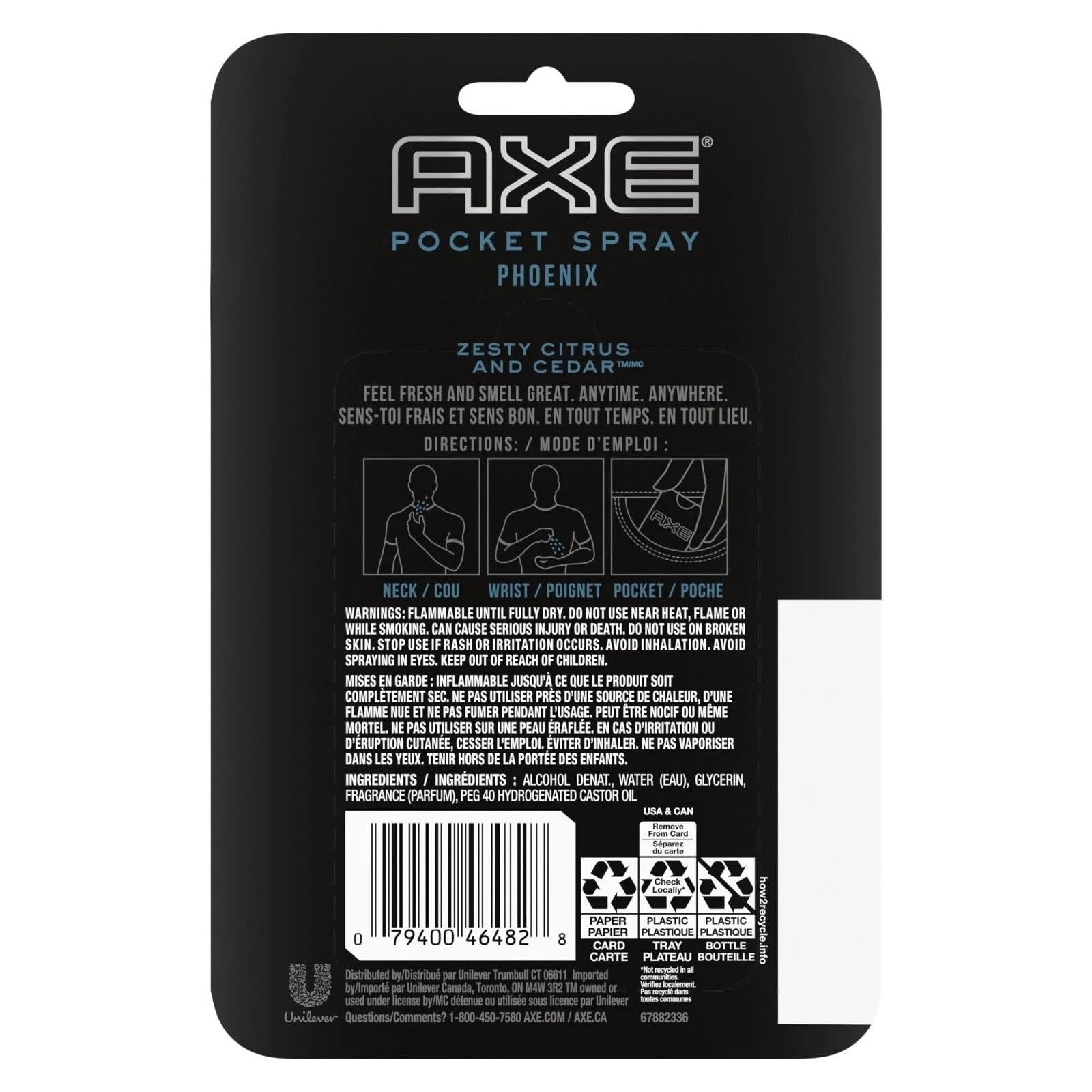 AXE Phoenix format poche de 17 ml, pratique en voyage.