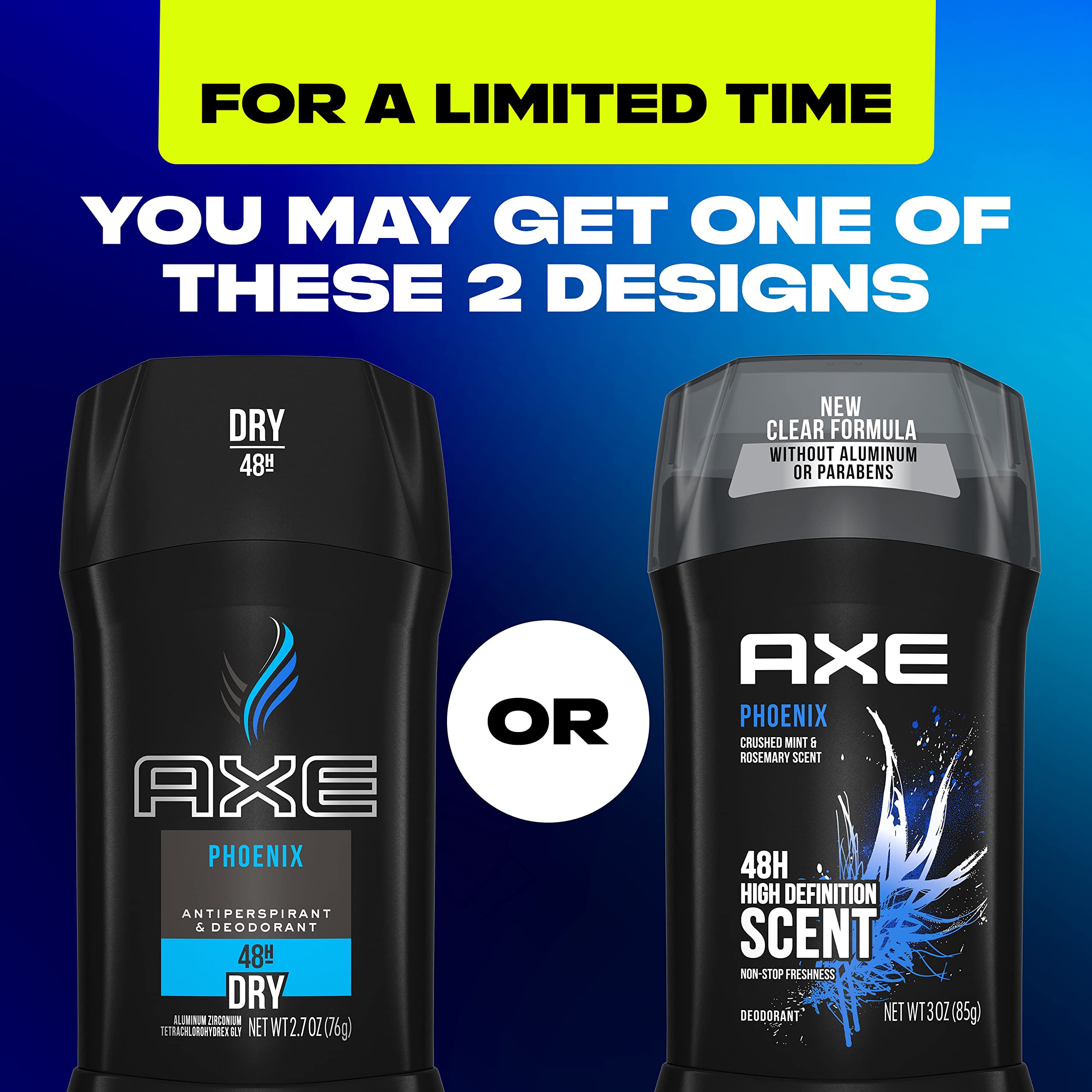 Formule sans aluminium d'AXE Phoenix, respect de la peau avec une protection durable.