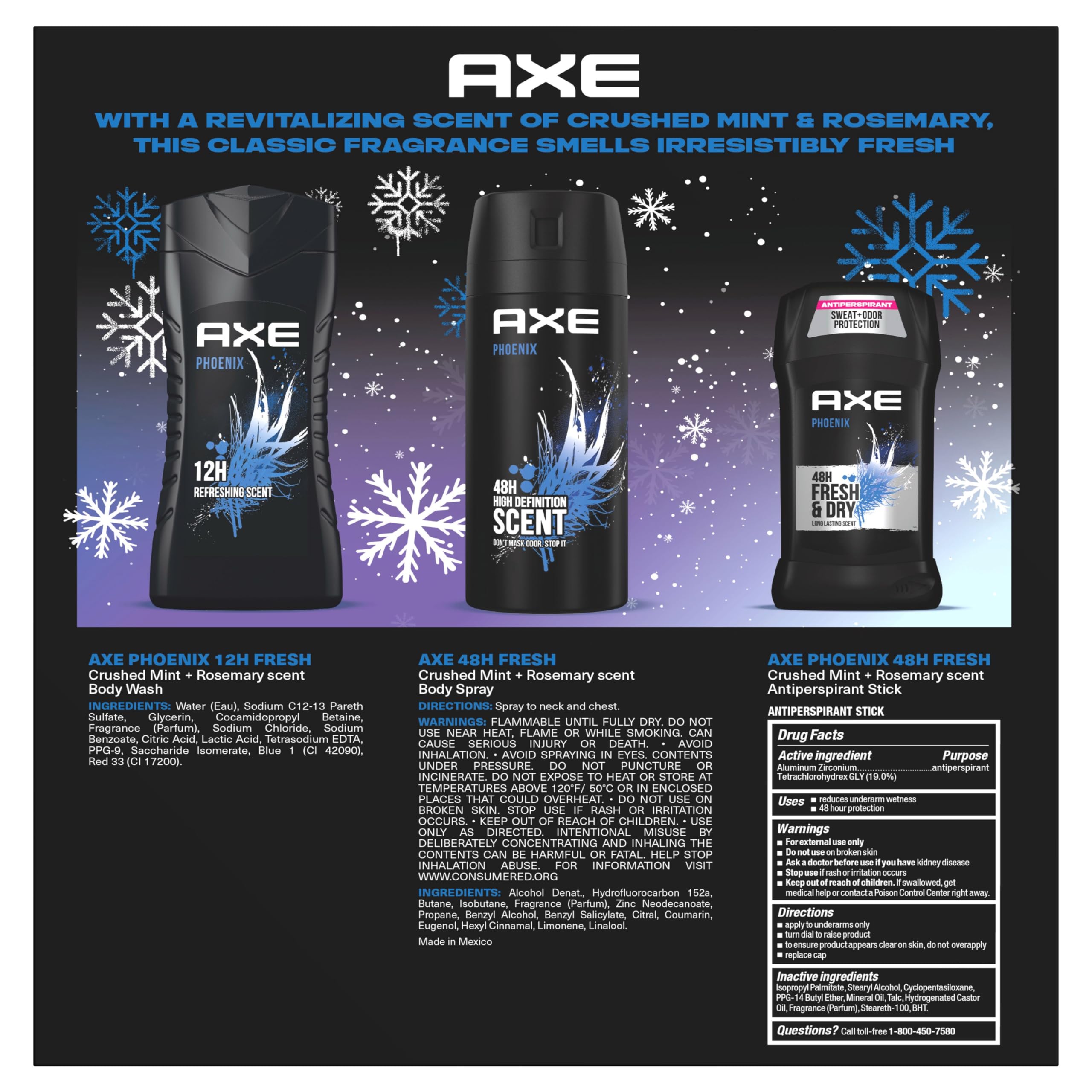 AXE Phoenix Fresh – antiperspirant: protection 48H pour une fraîcheur durable.