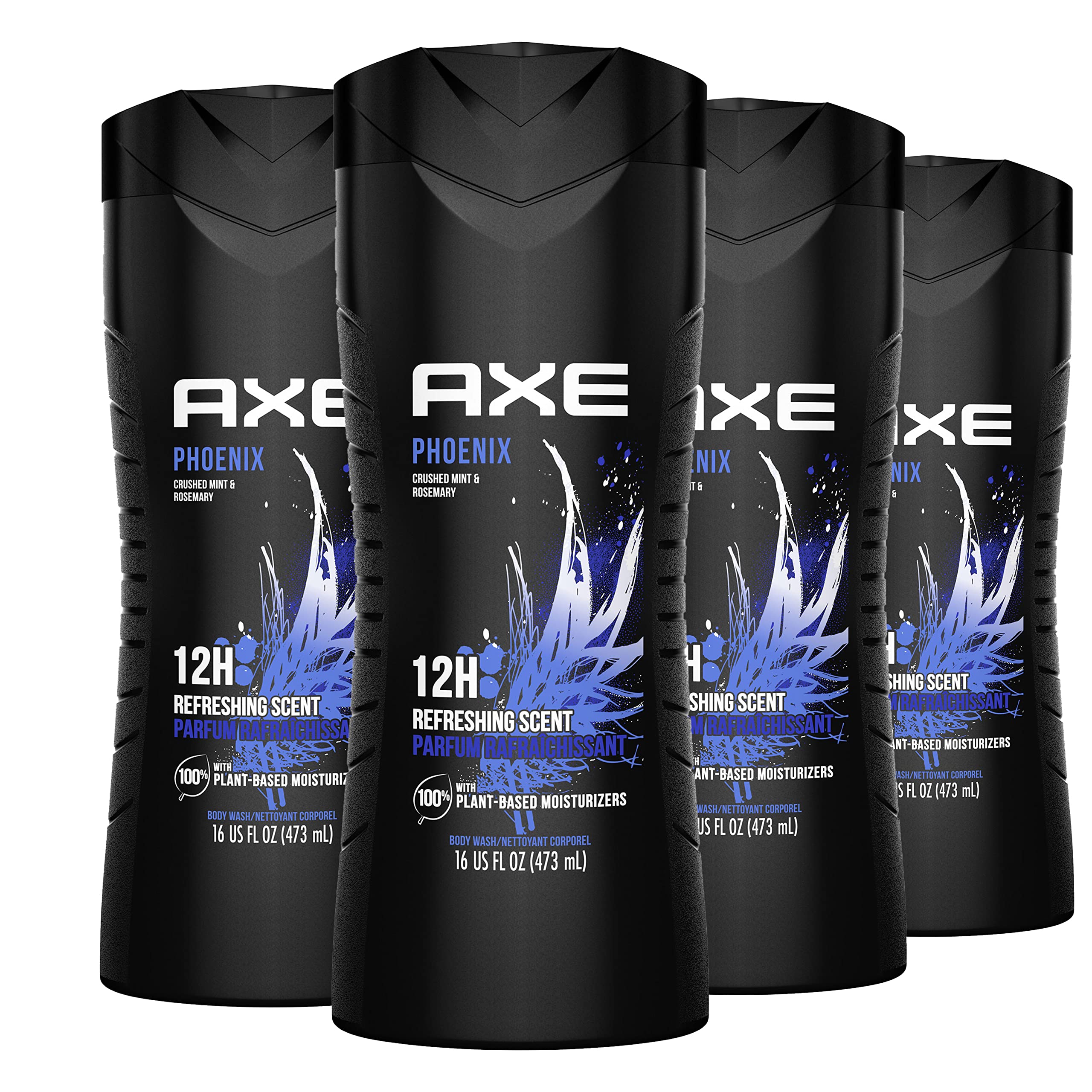 AXE Phoenix gel douche bouteille devant, fraîcheur durable toute la journée.