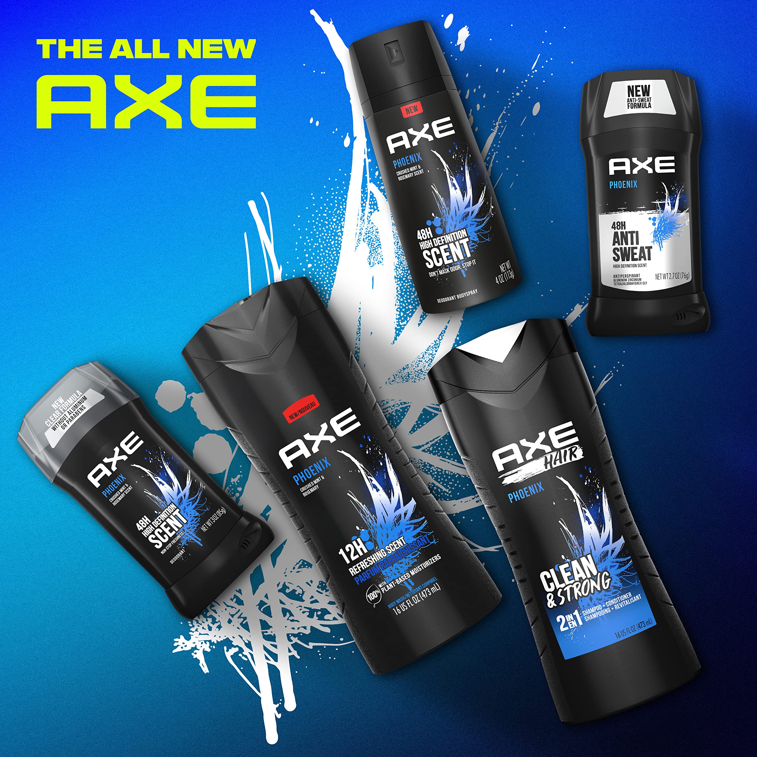 AXE Phoenix menthe écrasée et romarin, parfum frais et énergisant.