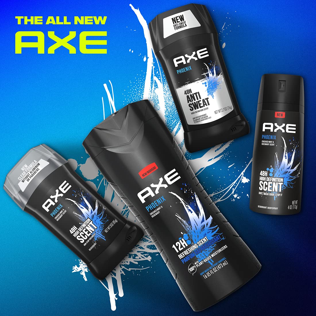 Parfum menthe-romarin AXE Phoenix, sensation rafraîchissante et énergisante.