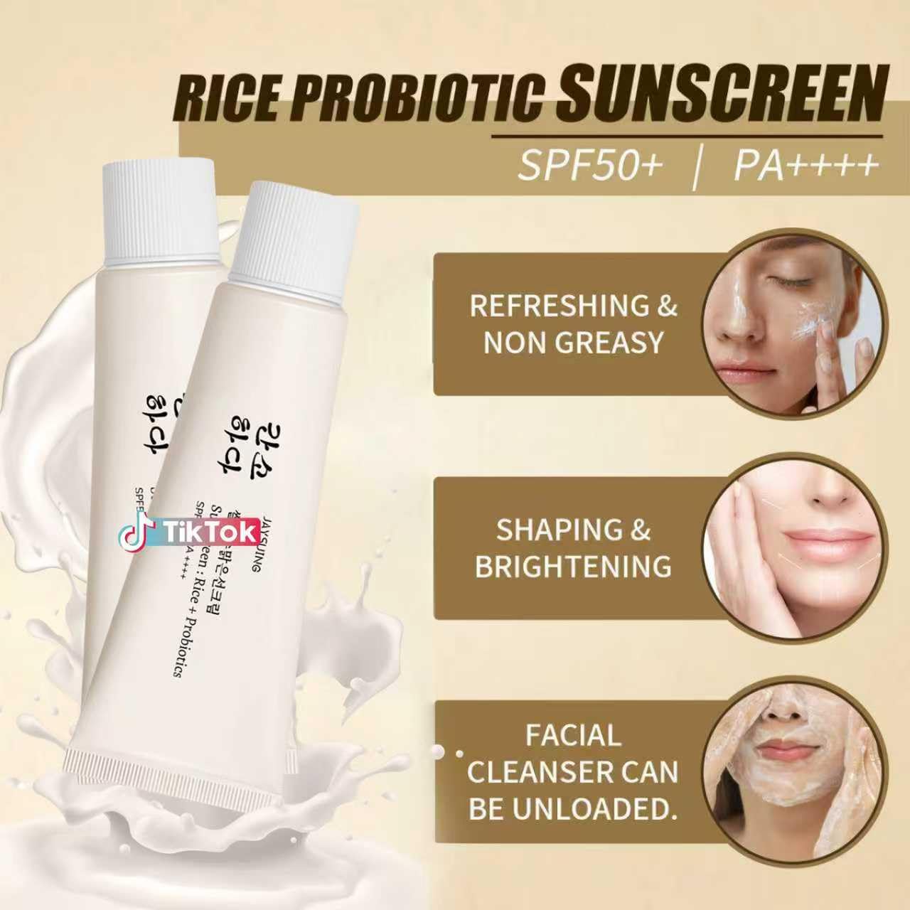Axnzp creme solaire riz-probiotiques, application rapide sur la peau