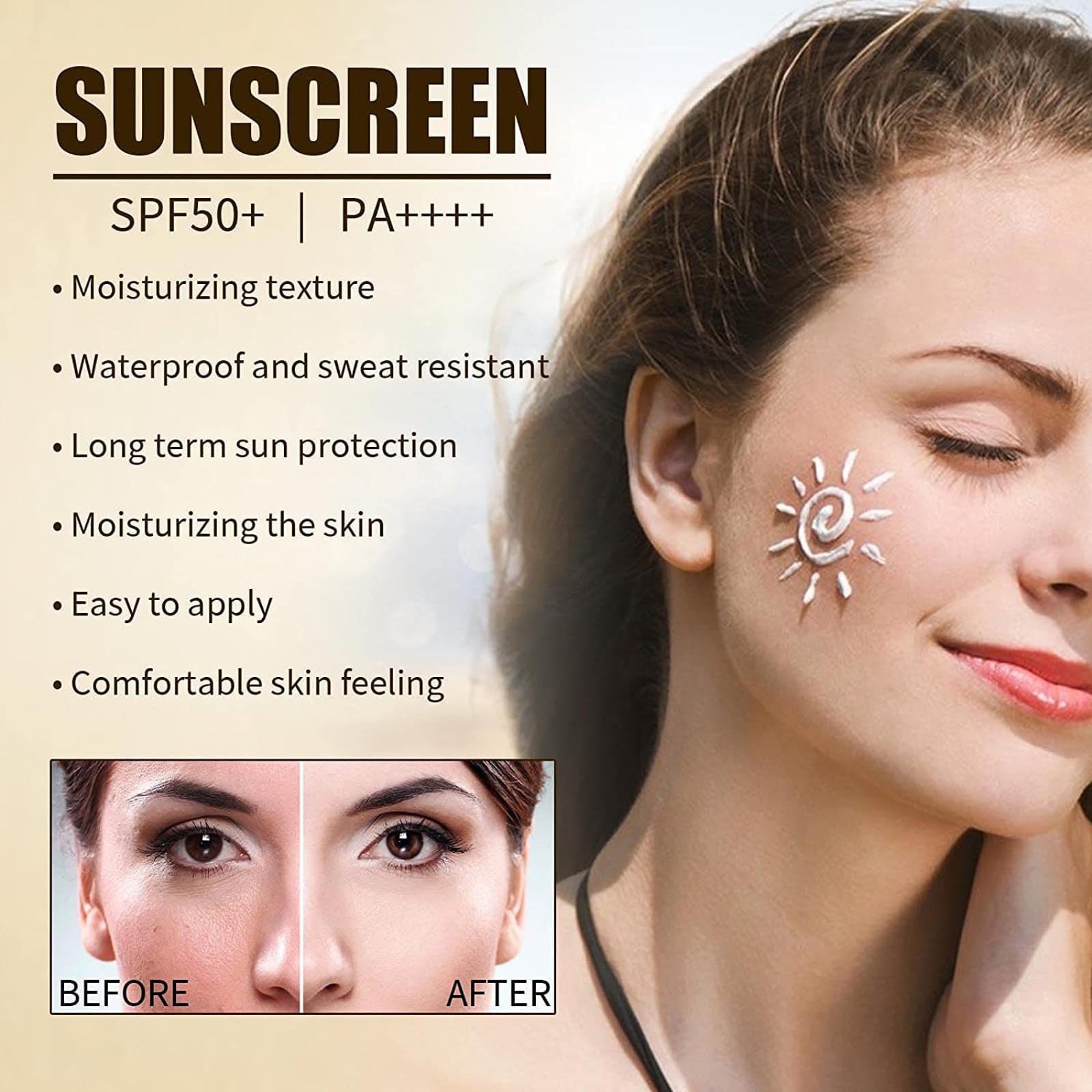 Axnzp creme solaire riz-probiotiques pa++++ adaptée à tous types de peau
