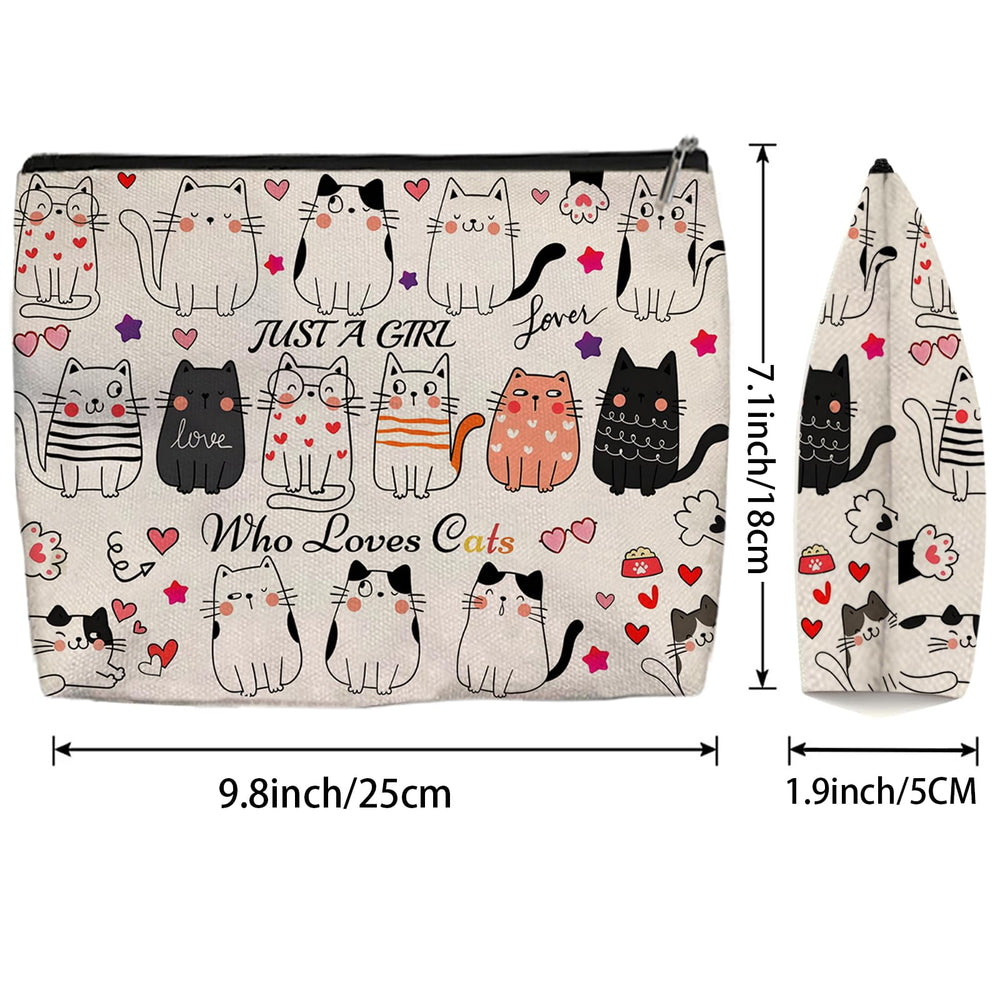 Sac maquillage Aypvora, vue arrière avec motif chat double-face.