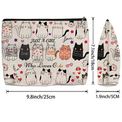 Sac maquillage Aypvora, vue arrière avec motif chat double-face.
