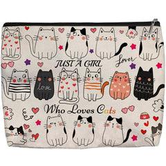 Sac maquillage Aypvora, vue avant montrant le motif chat coloré et ludique.