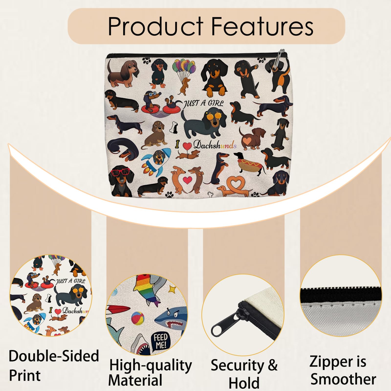 Trousse Aypvora fermeture zippée design teckel élégant